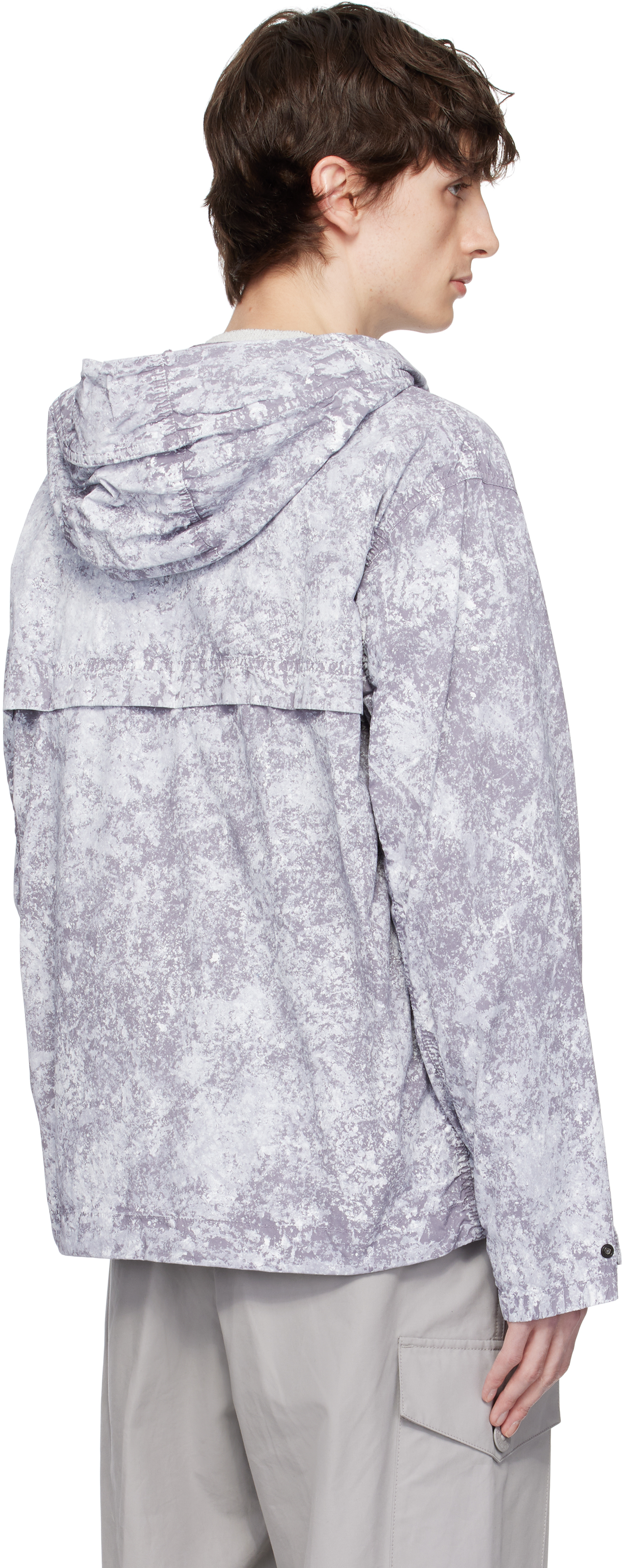 Stone Island White & Gray Tela Paracadute Stretch-tc Jacket In V0061 Pearl Grey