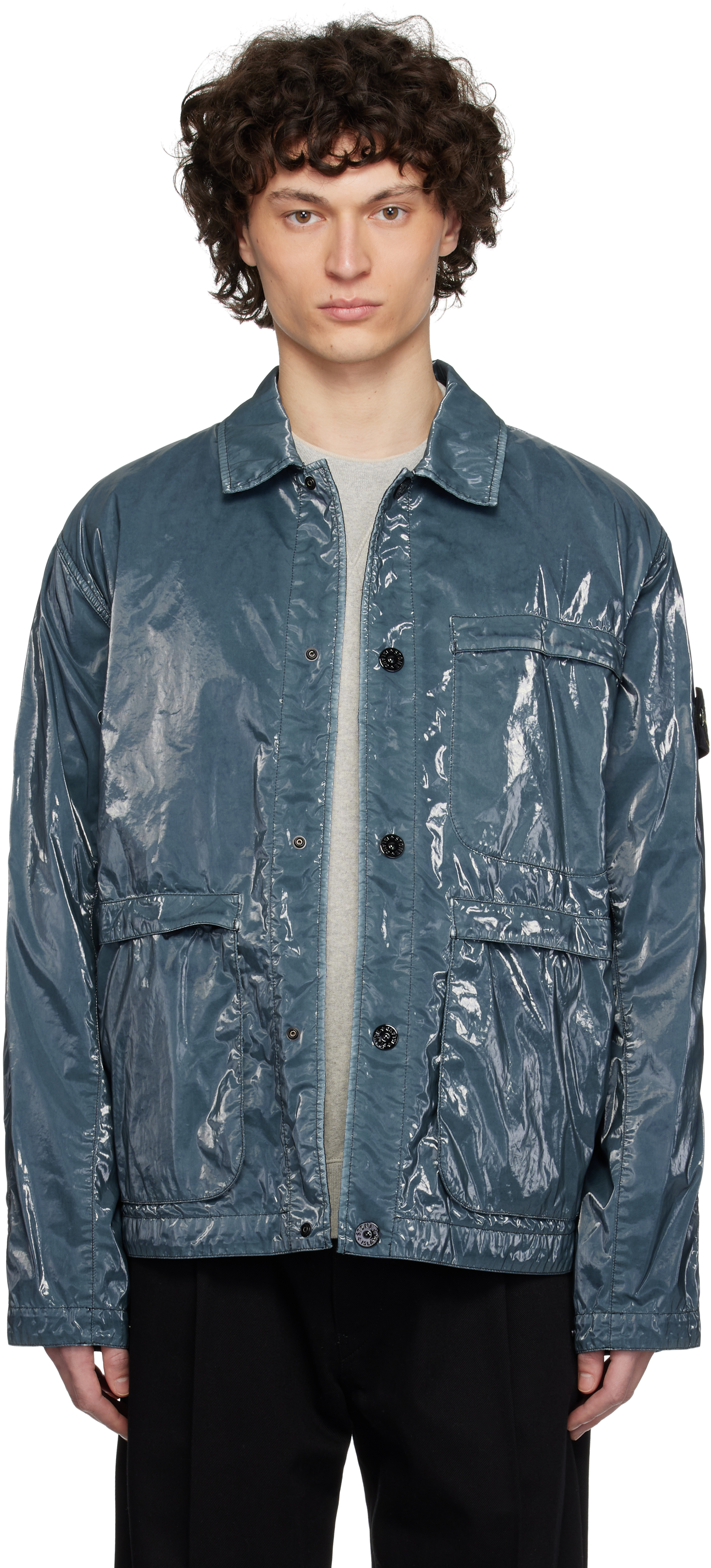 Blue Caban Mussola Prismatica Jacket