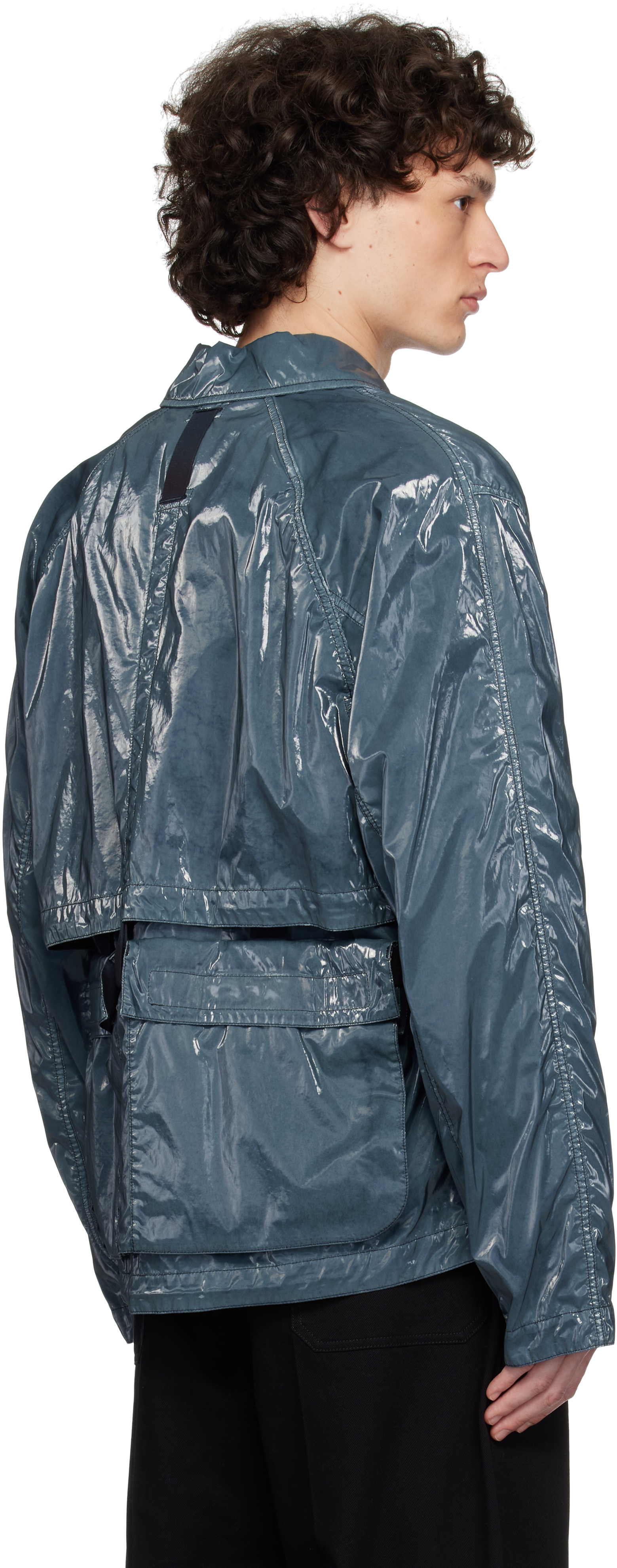 Stone Island Blue Caban Mussola Prismatica Jacket In V0020 Navy Blue