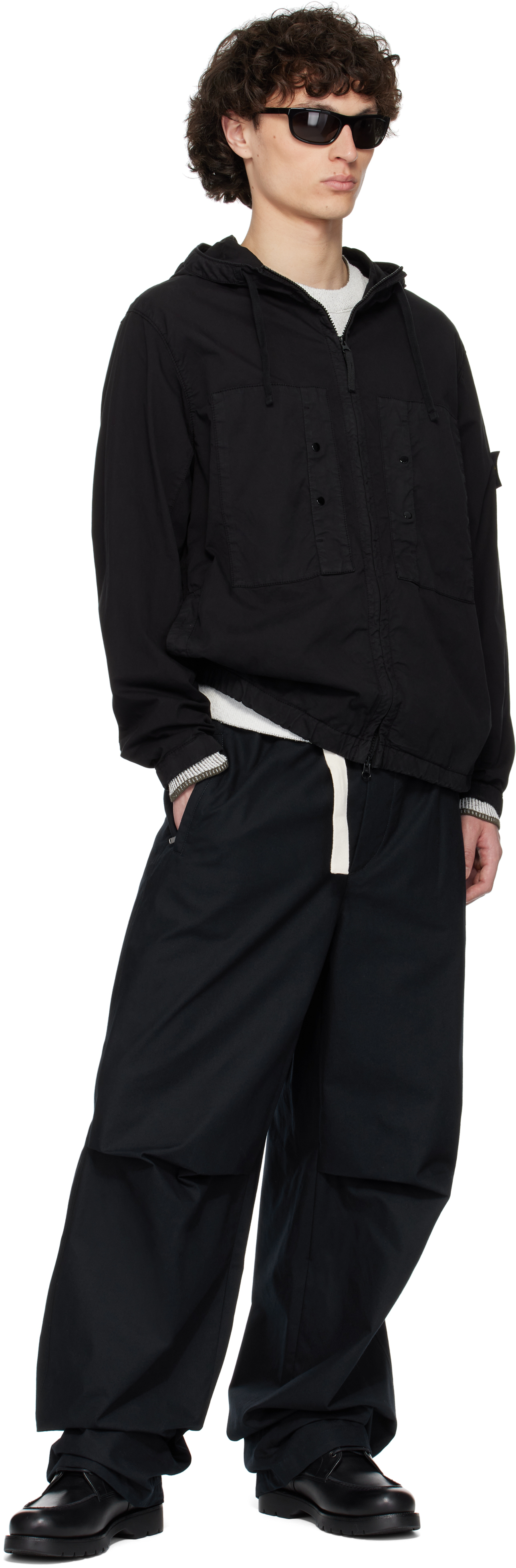 Stone Island Black Supima Cotton Twill Stretch-tc Jacket