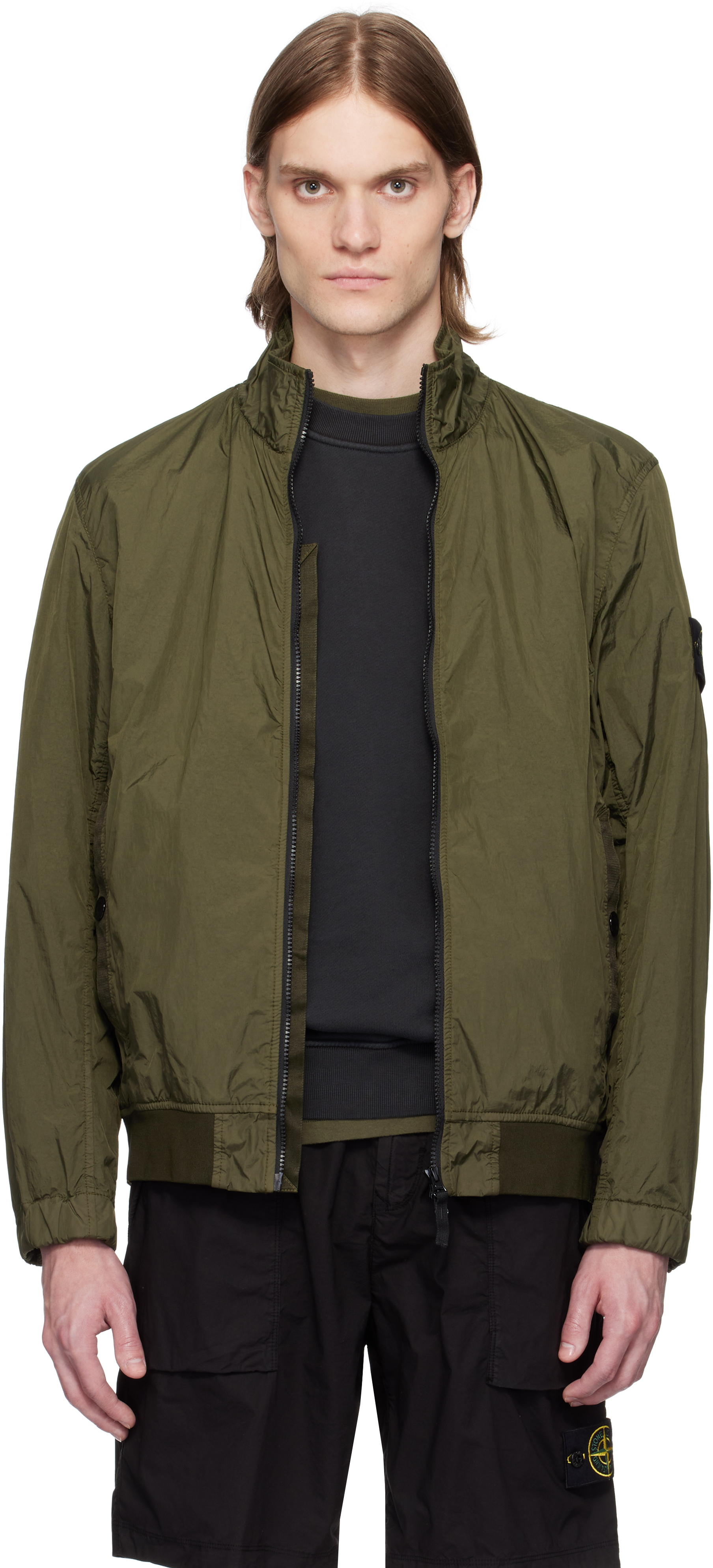 Stone Island Khaki Crinkle Reps R-ny Jacket In V0054 Military Green