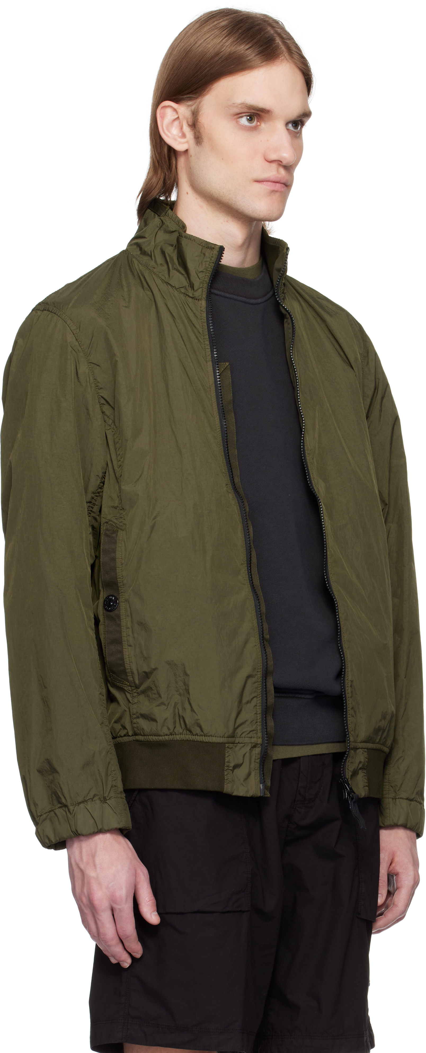 Stone Island Khaki Crinkle Reps R-ny Jacket In V0054 Military Green