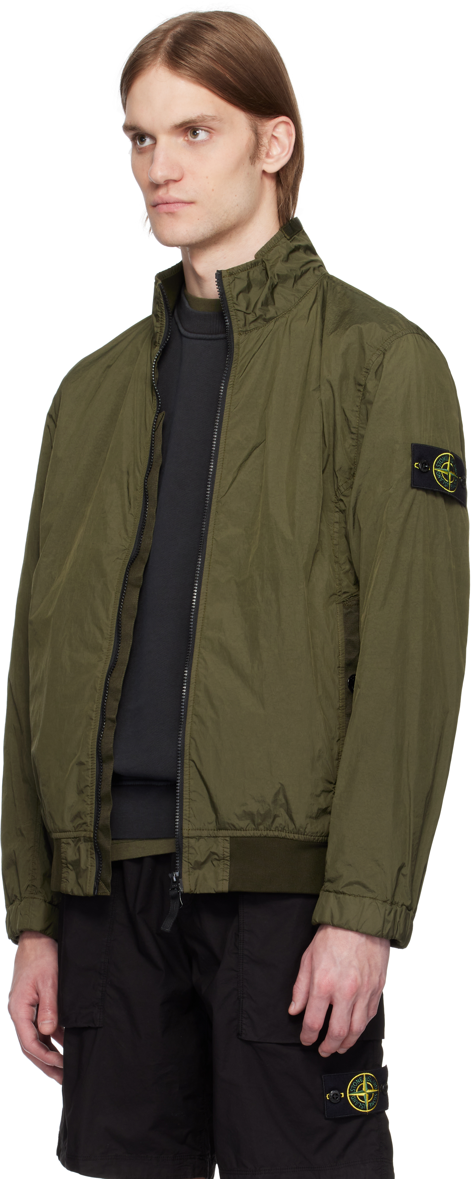 Stone Island Khaki Crinkle Reps R-ny Jacket In V0054 Military Green