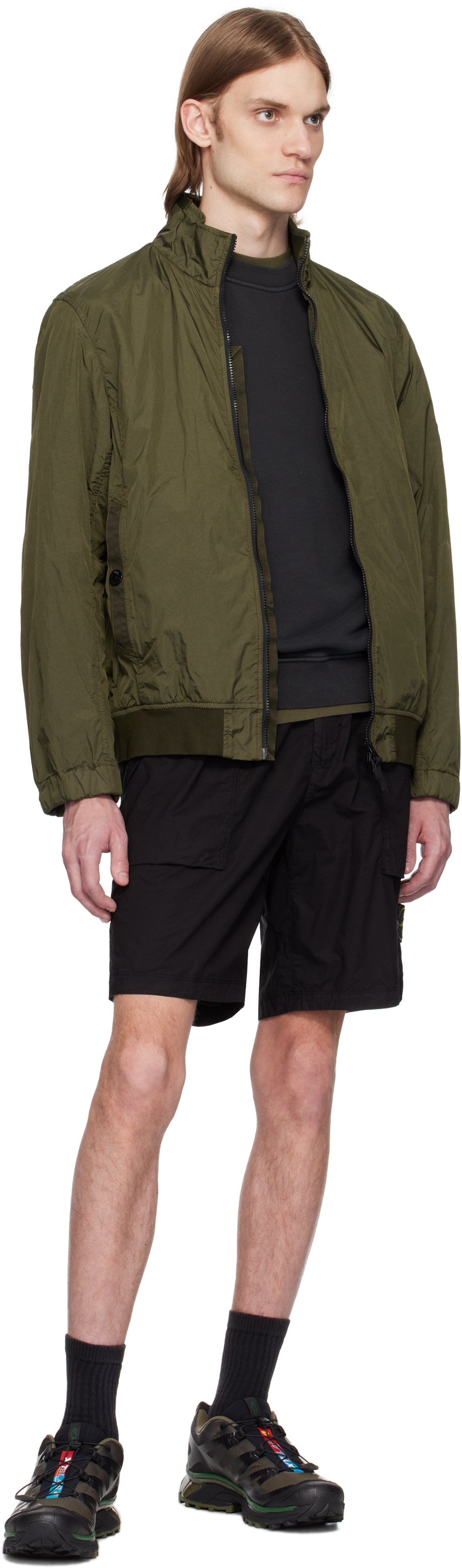 Stone Island Khaki Crinkle Reps R-ny Jacket In V0054 Military Green