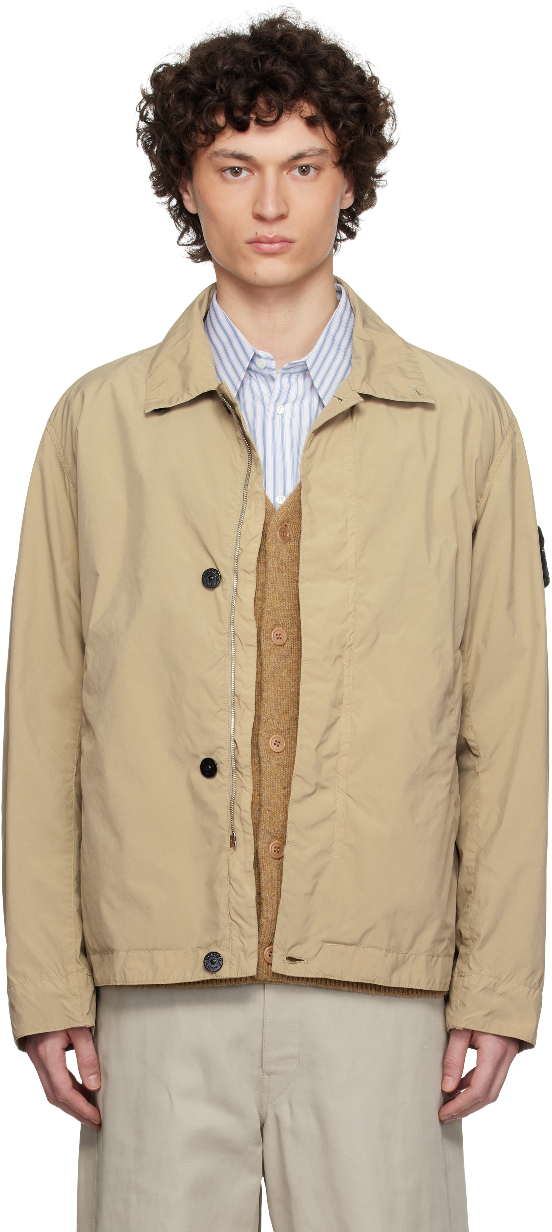 Stone Island Beige Light Compact Touch Poly-tc Jacket In V0094 Biscuit