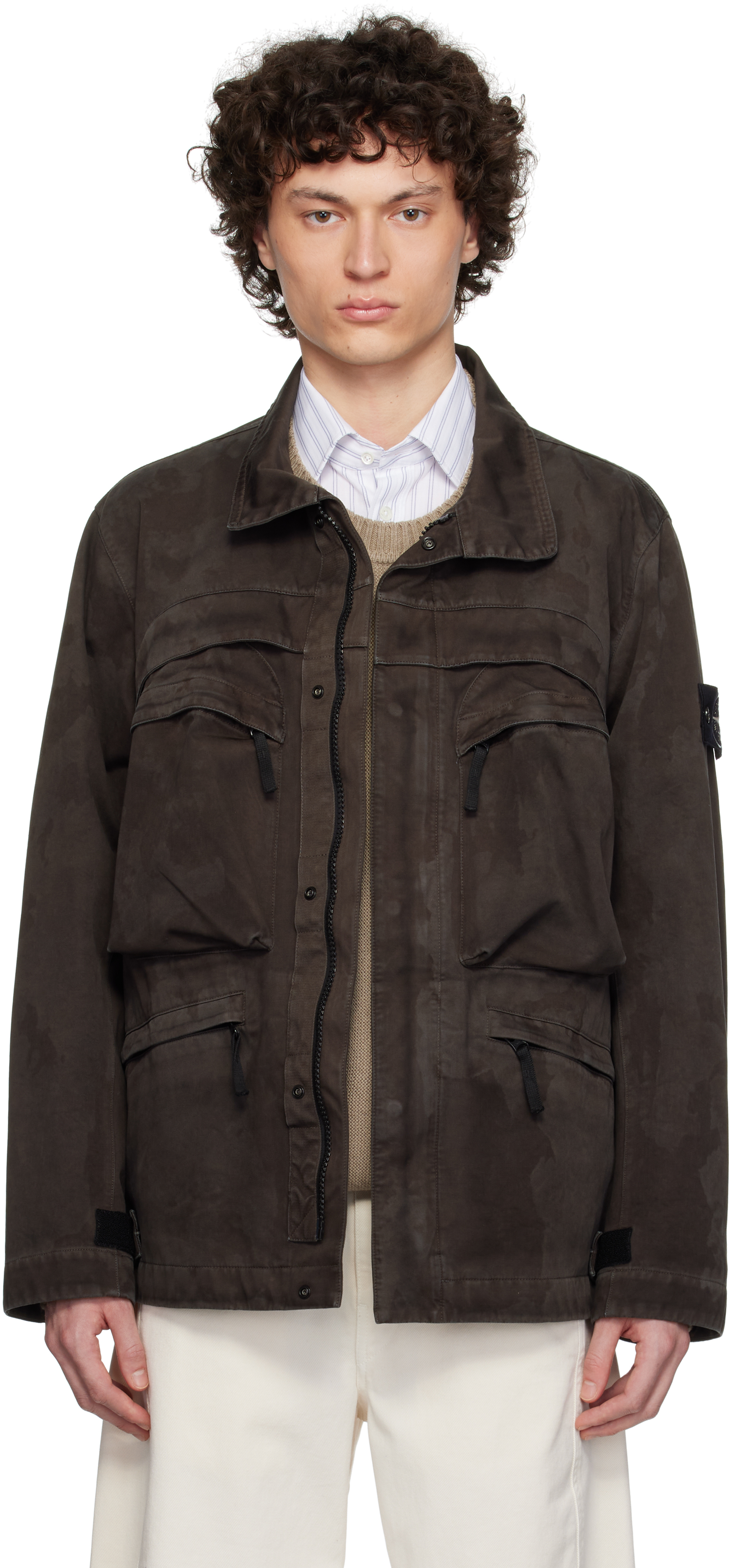 Brown Raso Gommato 3L Laser Camo Jacket