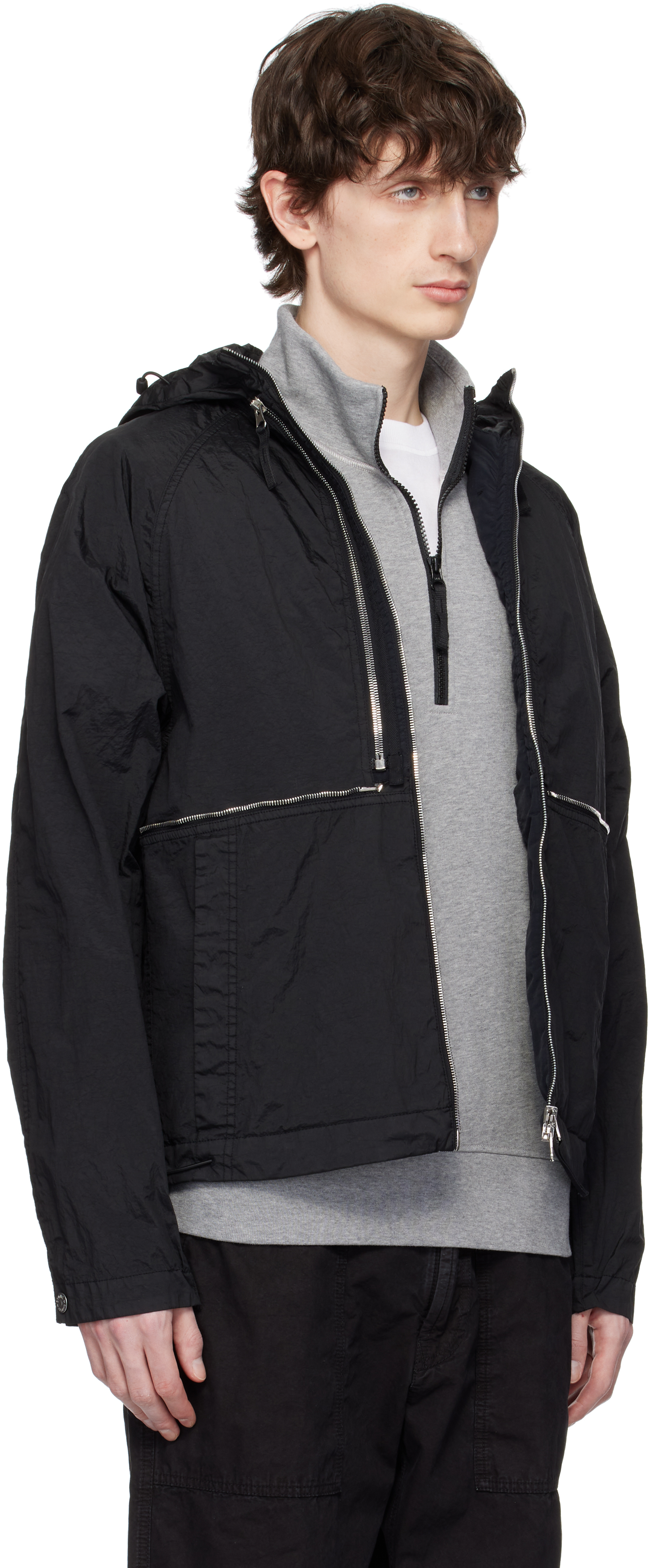Stone Island Black Nylon Metal Watro-tc Econyl Jacket In V0029 Black