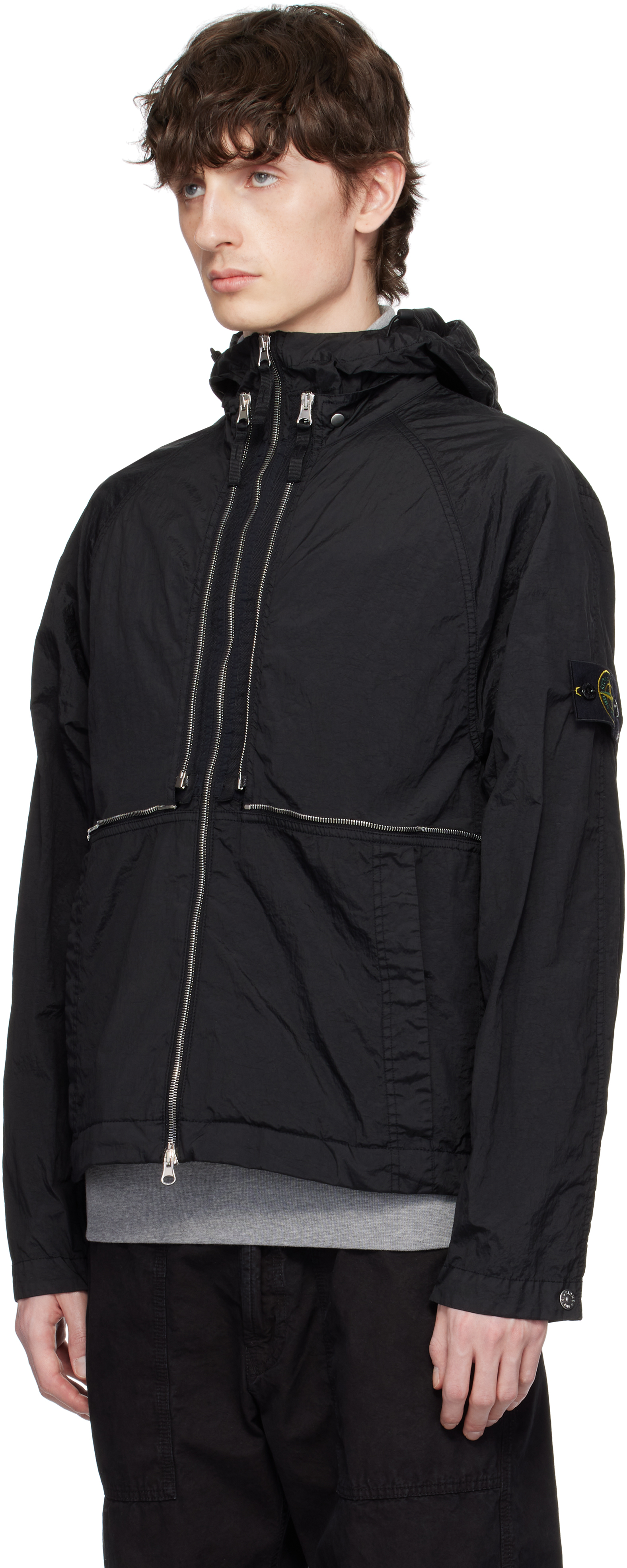 Stone Island Black Nylon Metal Watro-tc Econyl Jacket In V0029 Black
