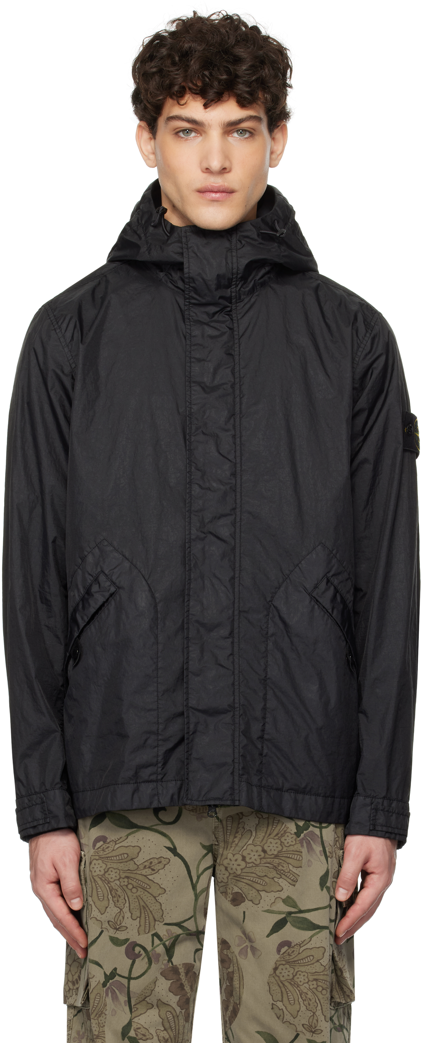 Black Short Garment-Dyed Jacket