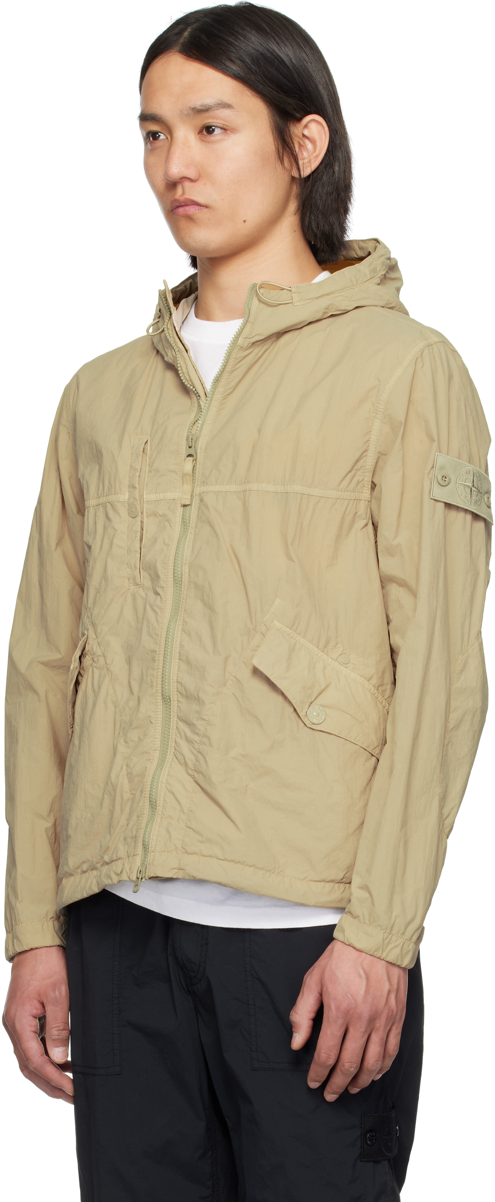 Stone Island Beige Nylon Smerigliato Ghost Jacket In V0090 Beige