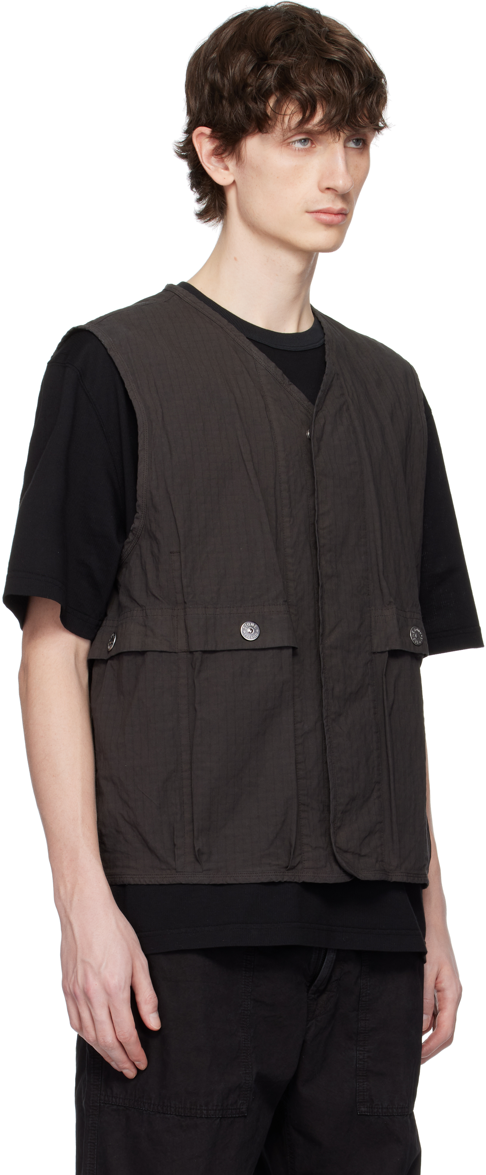 Shop Stone Island Gray Mil-spec Stretch Ripstop-tc Vest In V0065 Charcoal