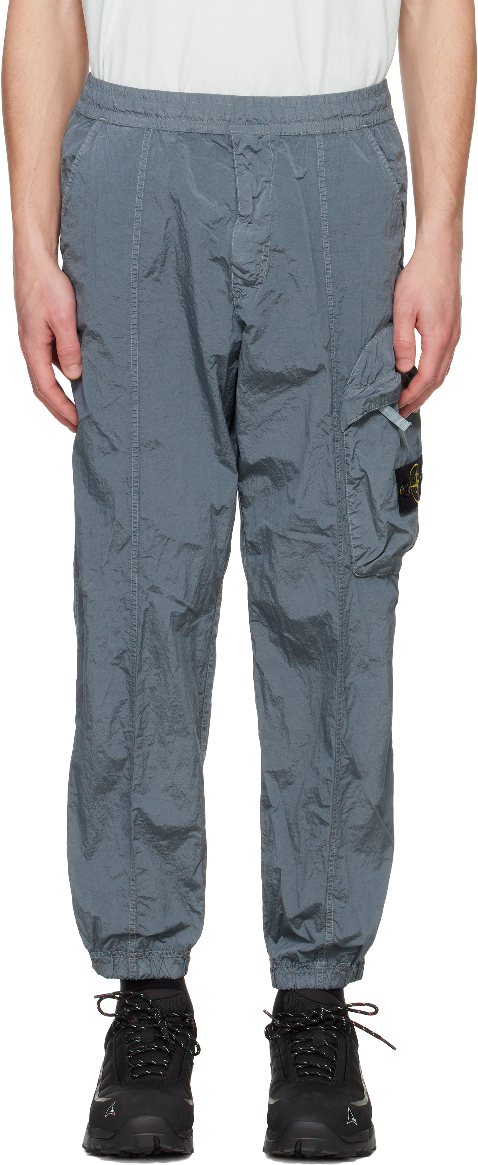 Blue Regenerated Nylon Metal ECONYL Cargo Pants