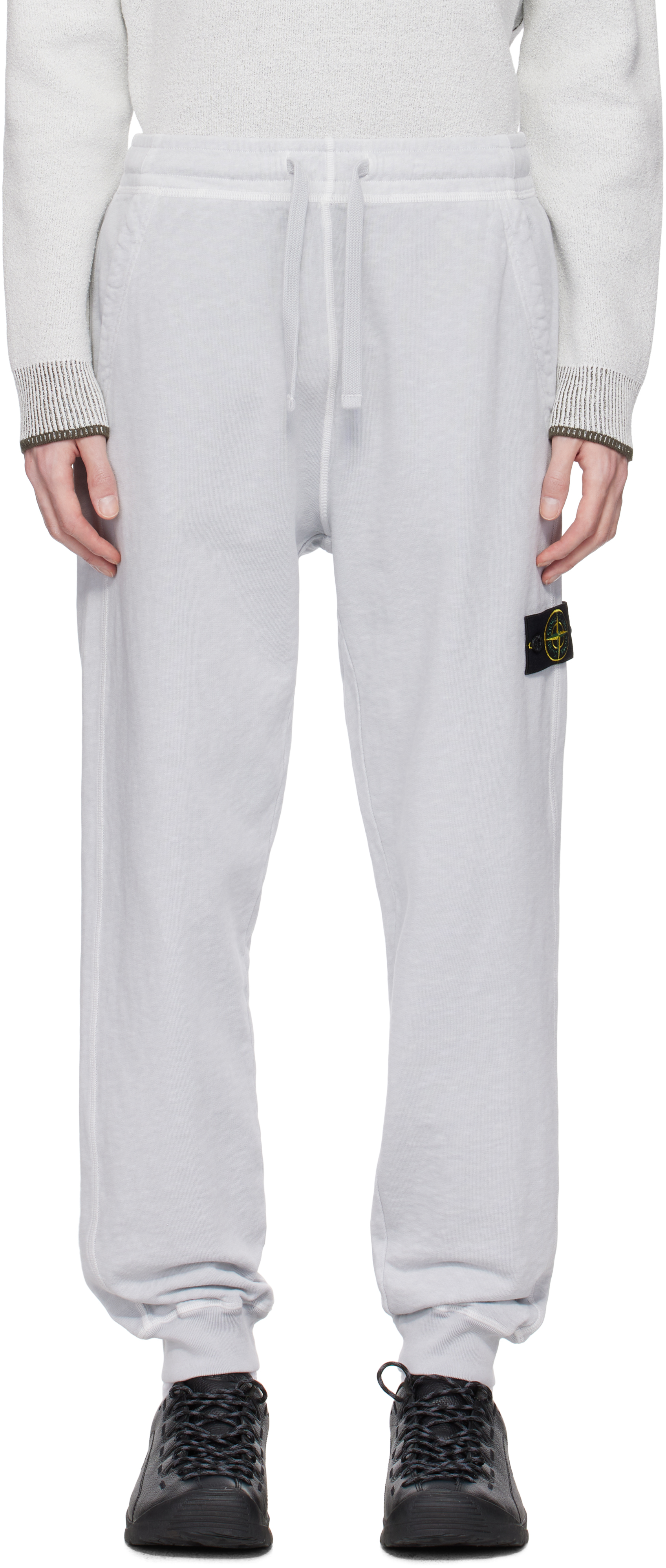 Fleece Sweatpants Stone Island White Sweatpants STONE ISLAND