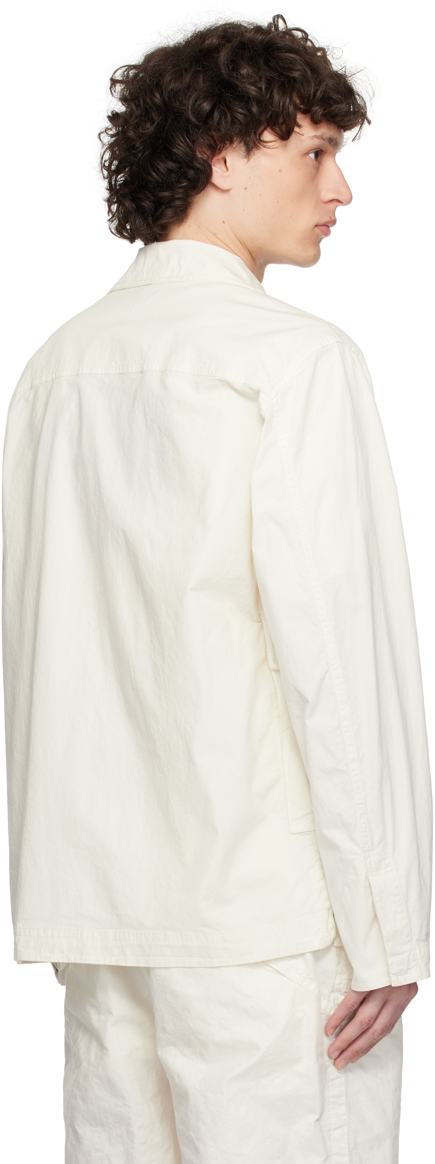 Stone Island Overshirt With Patch Pockets And Snap Cuffs In White