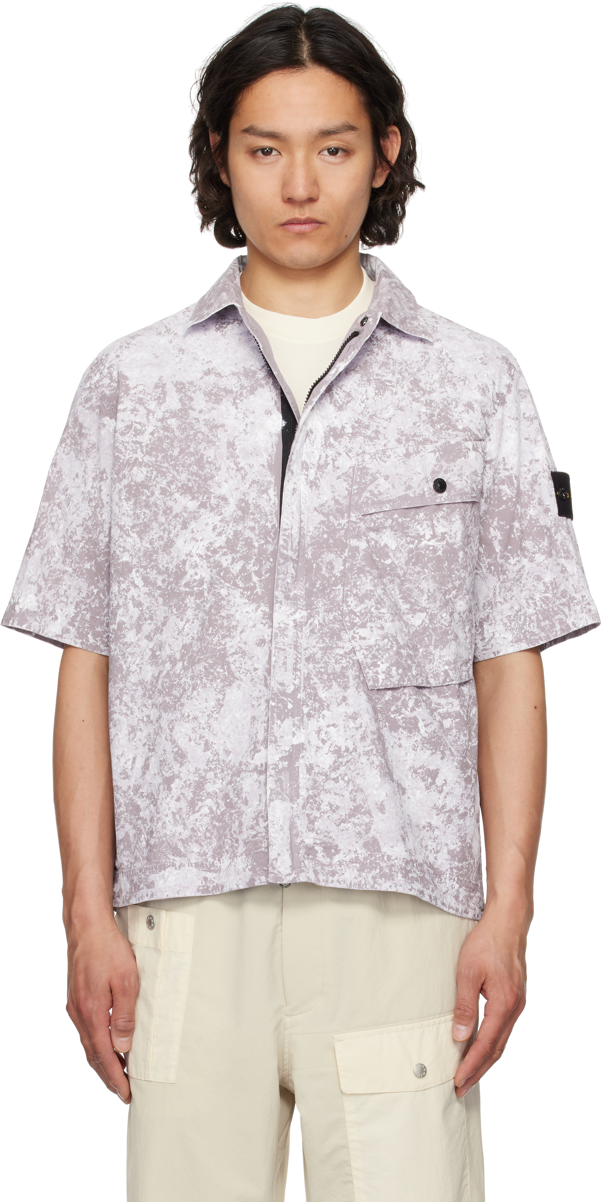 Stone Island: Gray Pigment Tela 'Paracadute' Stretch-TC