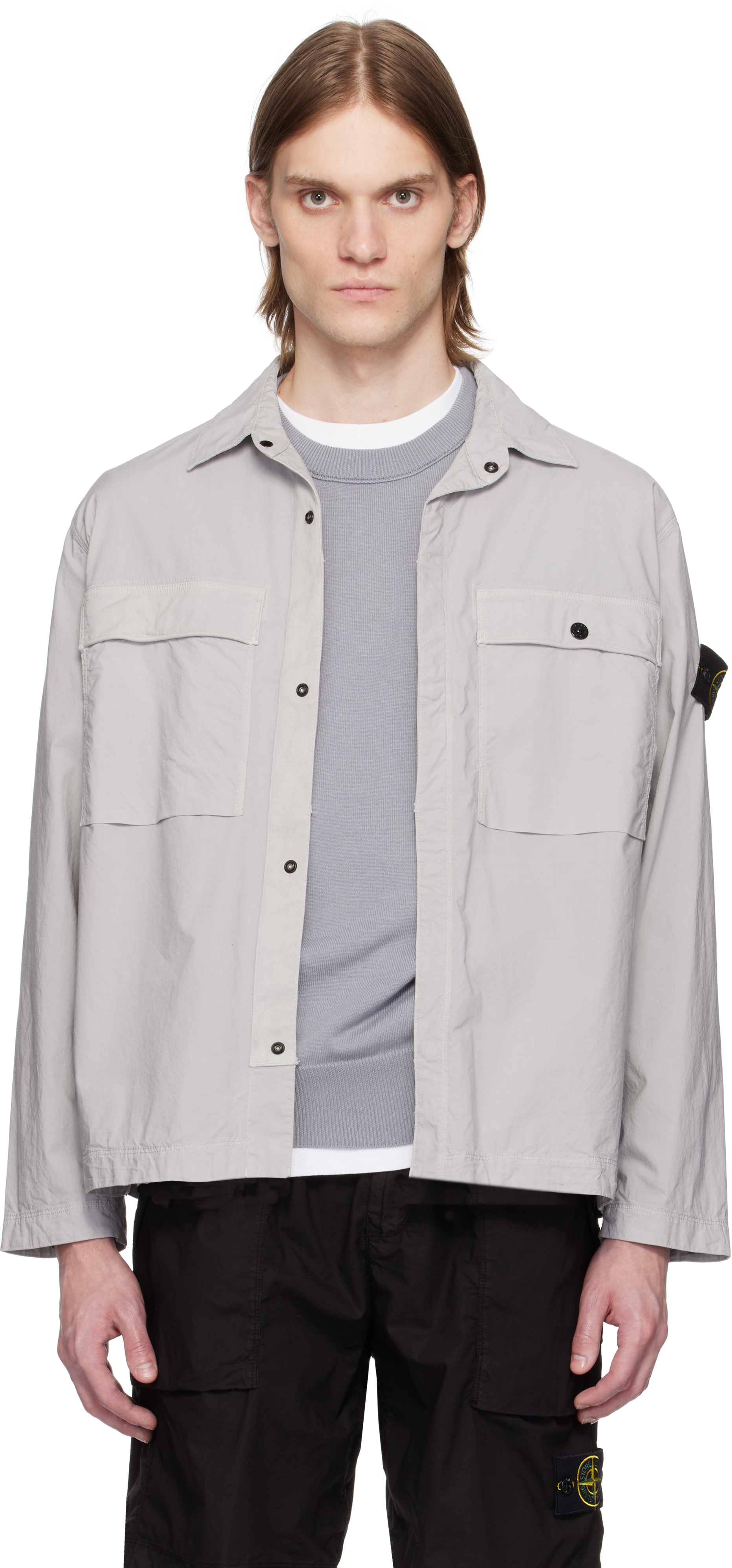Stone Islandのグレー Stretch Cotton Tela Paracadute オーバー