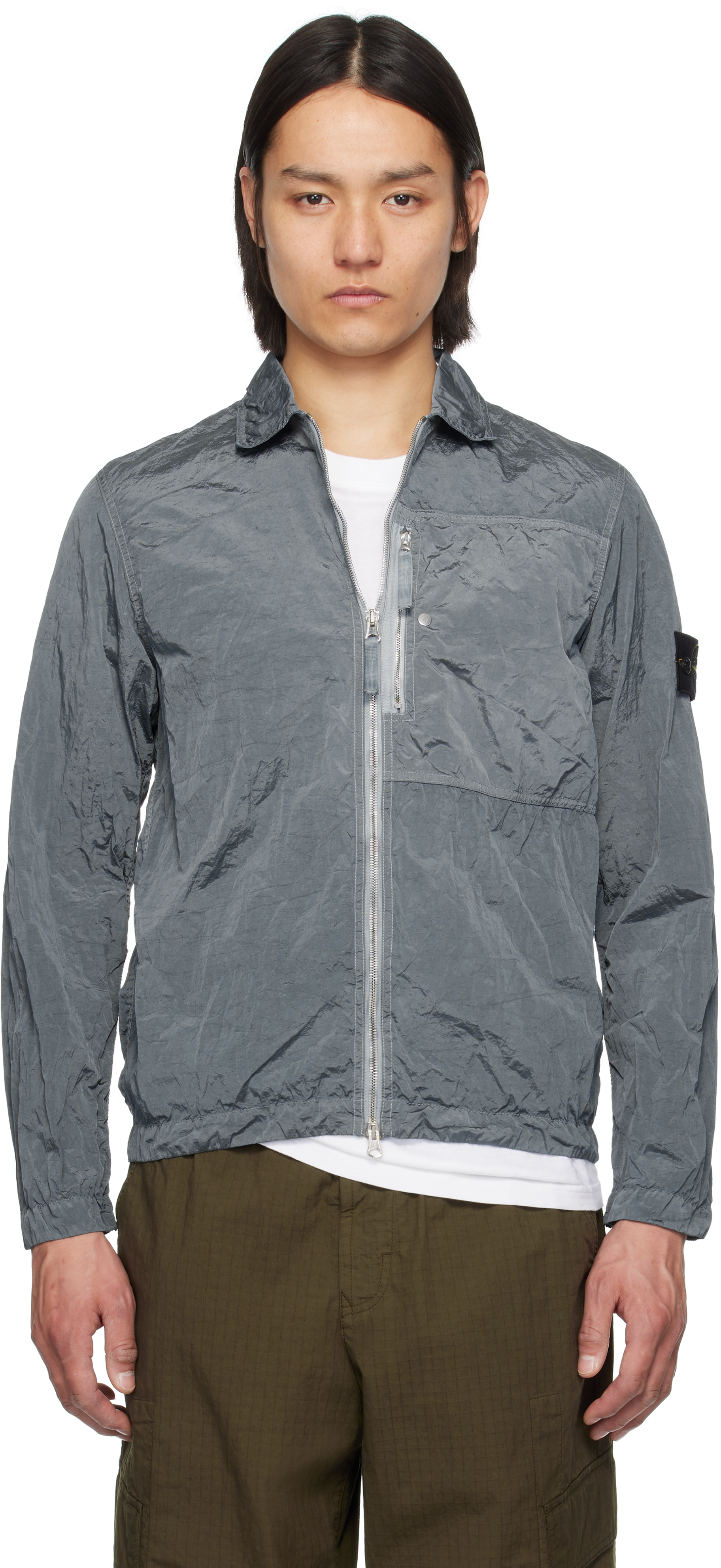 STONE ISLAND Logo-Appliquéd Garment-Dyed ECONYL® Overshirt