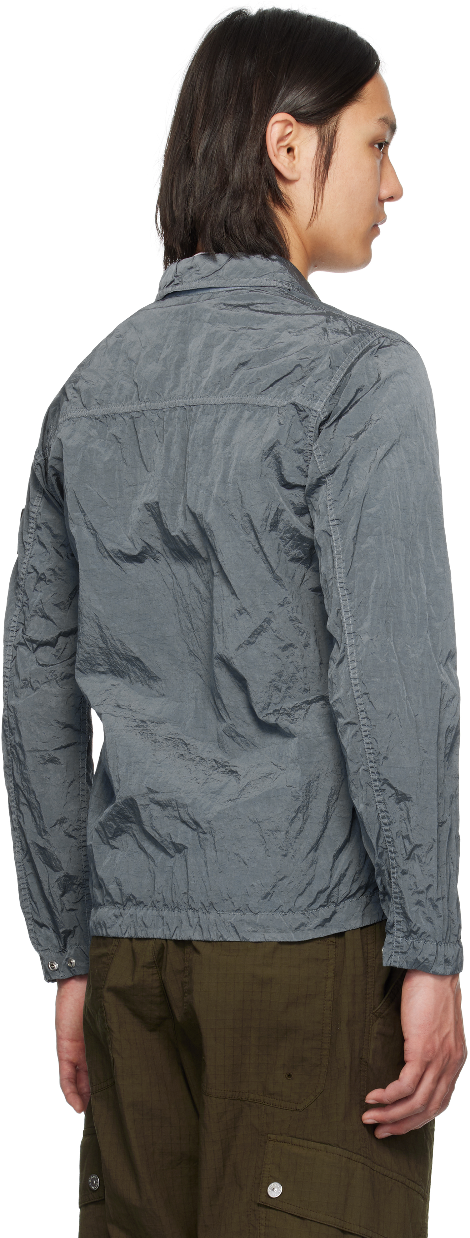 Stone Island Blue Nylon Metal Econyl Overshirt In V0024 Dark Blue