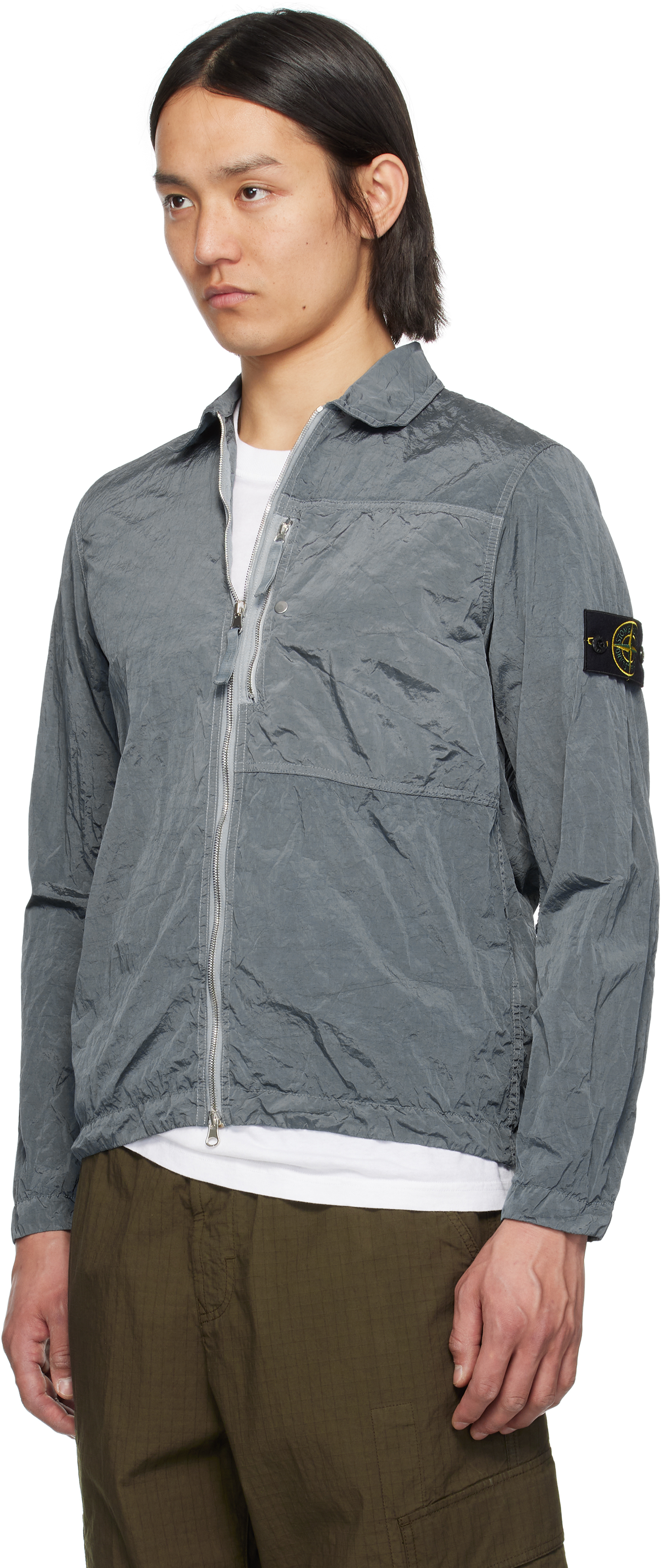 Stone Island Blue Nylon Metal Econyl Overshirt In V0024 Dark Blue