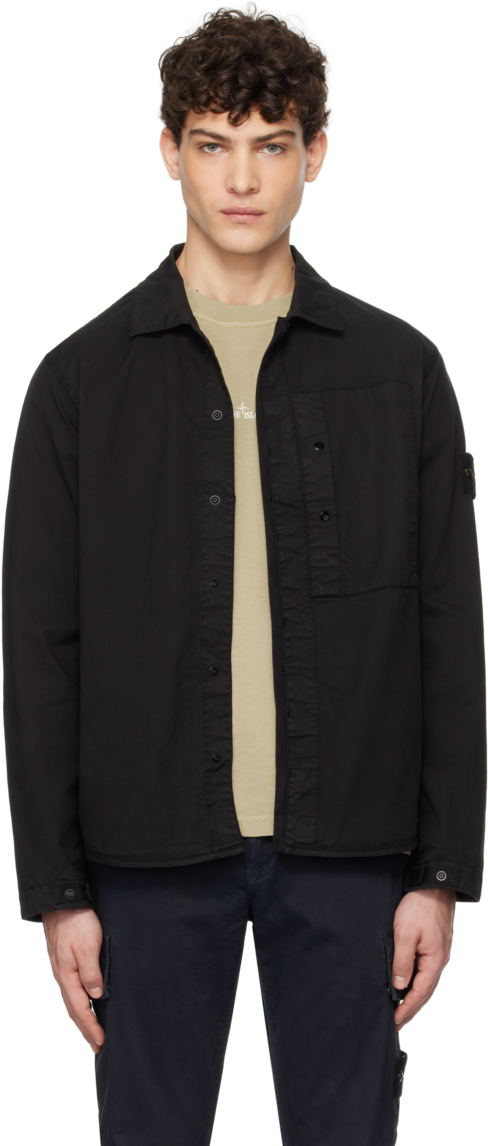 Black Supima Cotton Twill Stretch-TC Jacket