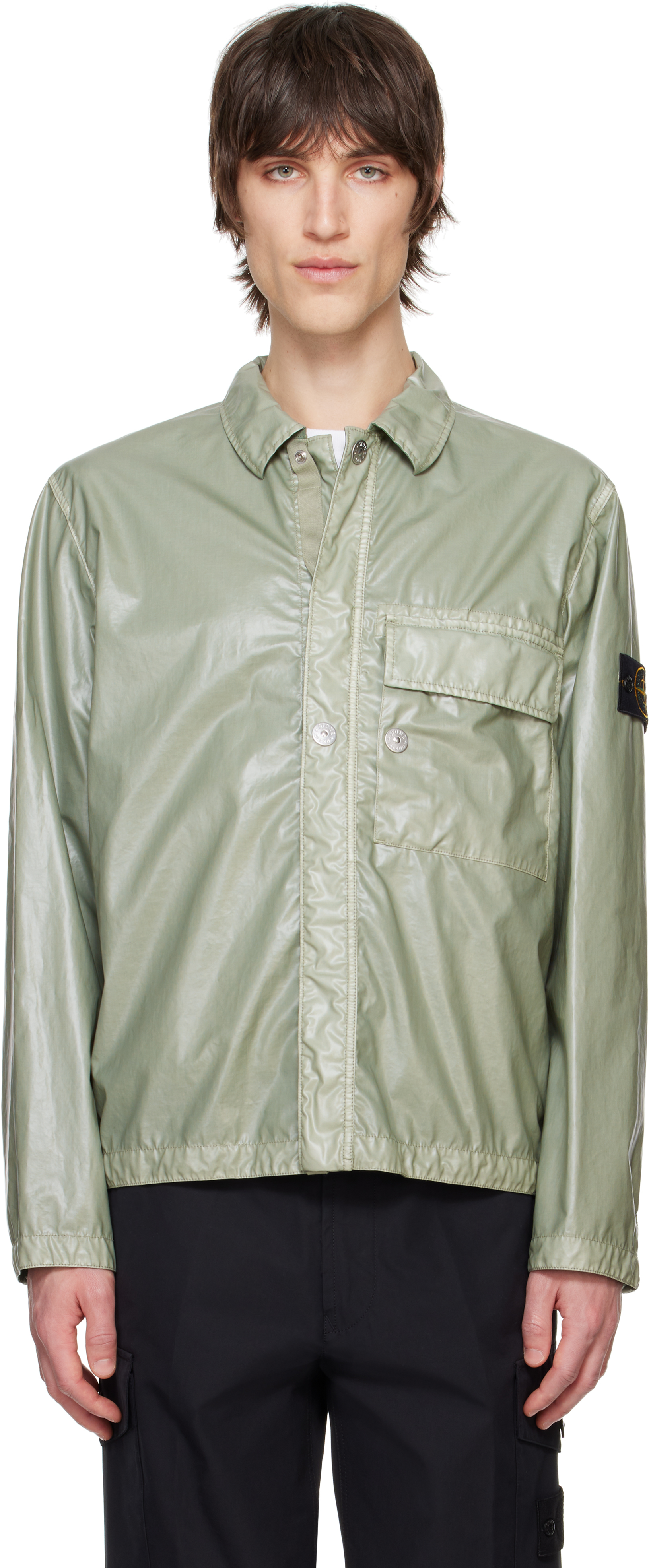 Green Mussola Gommata-TC Overshirt