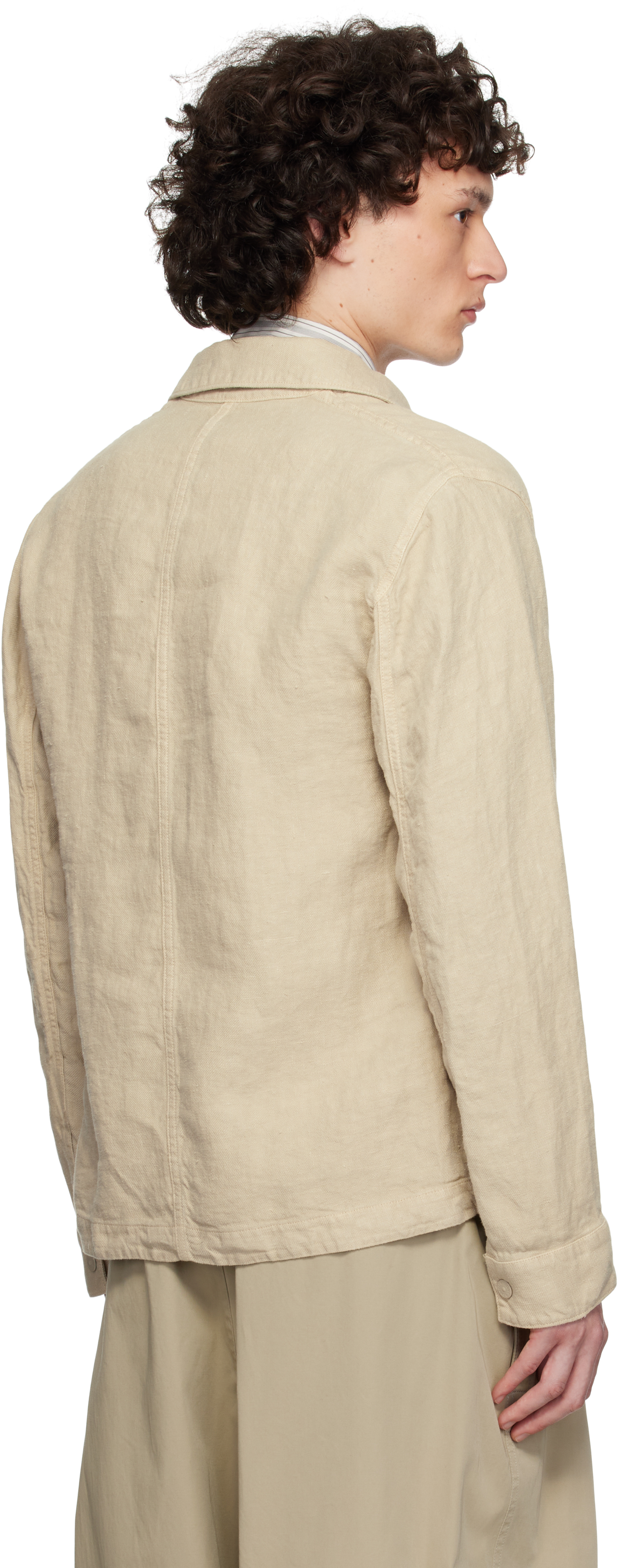 Stone Island Beige Diagonal Linen Overshirt In V0090 Beige