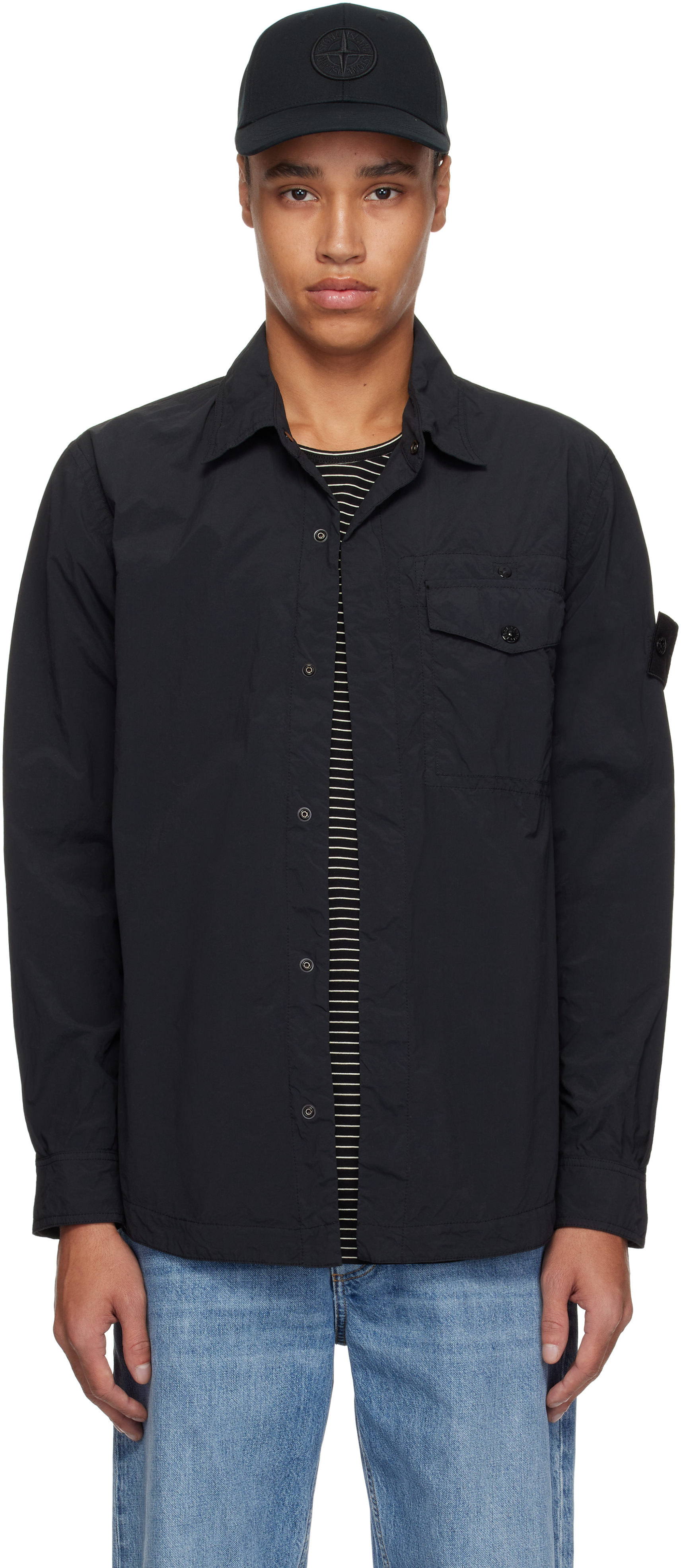 Stone Island: ブラック Nylon Smerigliato Ghost オーバー