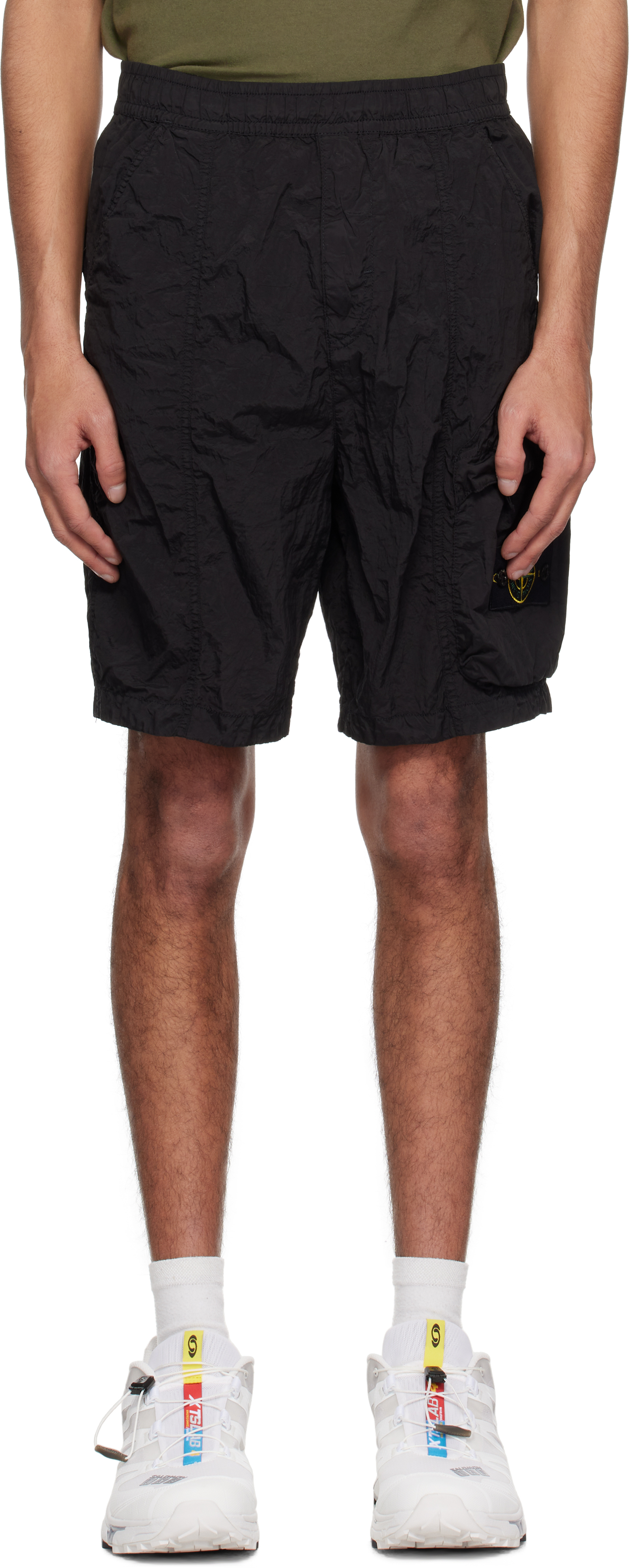 Stone Island: ブラック Nylon Metal ECONYL ショートパンツ Stone Island: ブラック Nylon Metal ECONYL ショートパンツ