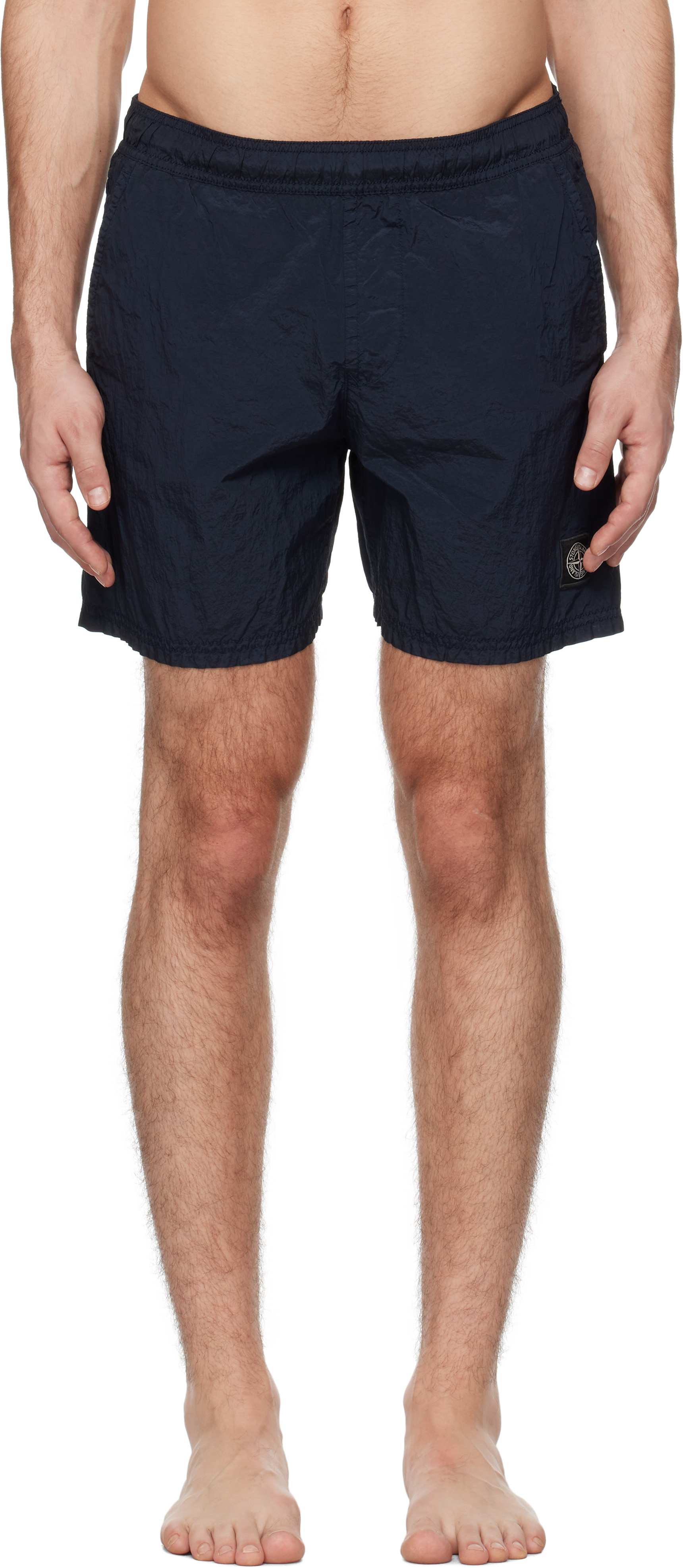 Navy Crinkled Swim Shorts