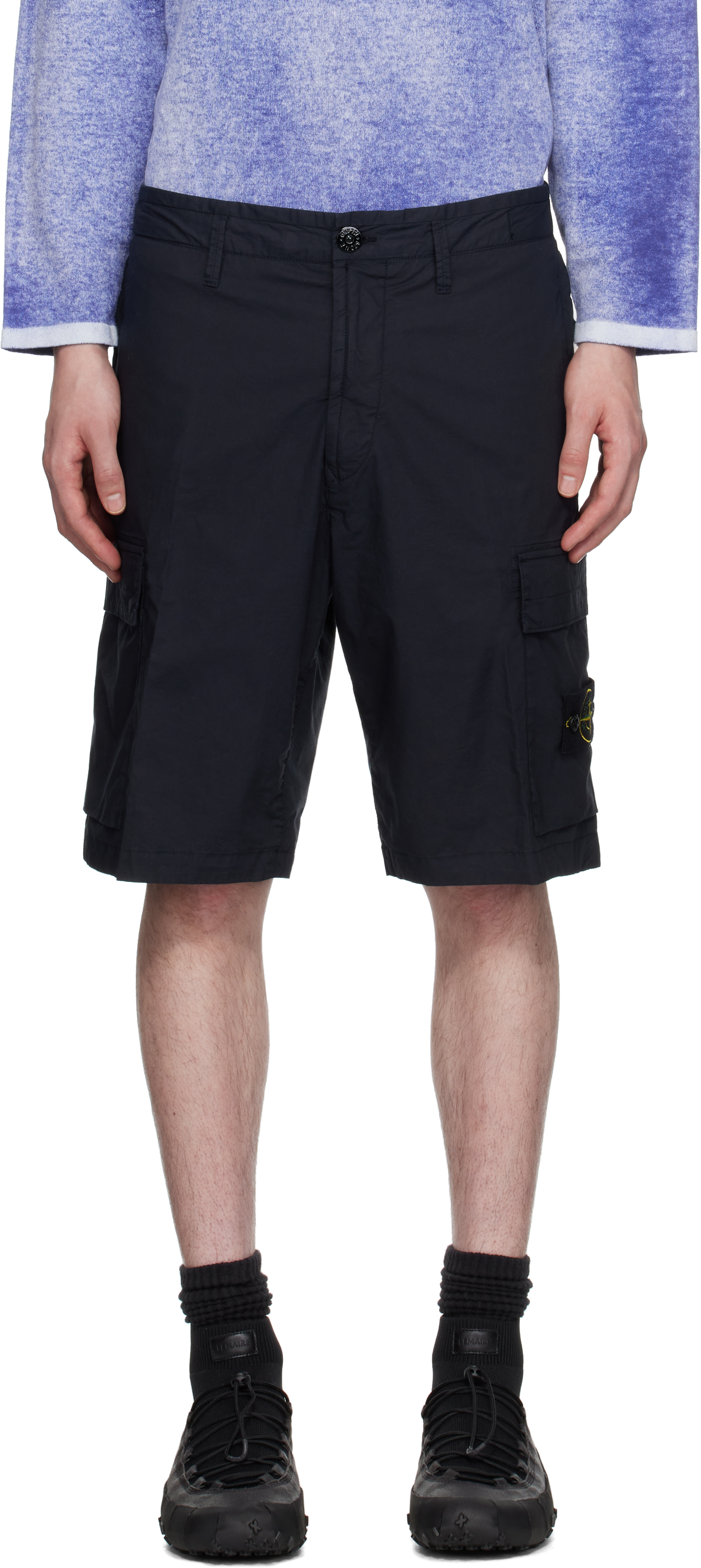 Navy Stretch Cotton Tela Paracadute Shorts