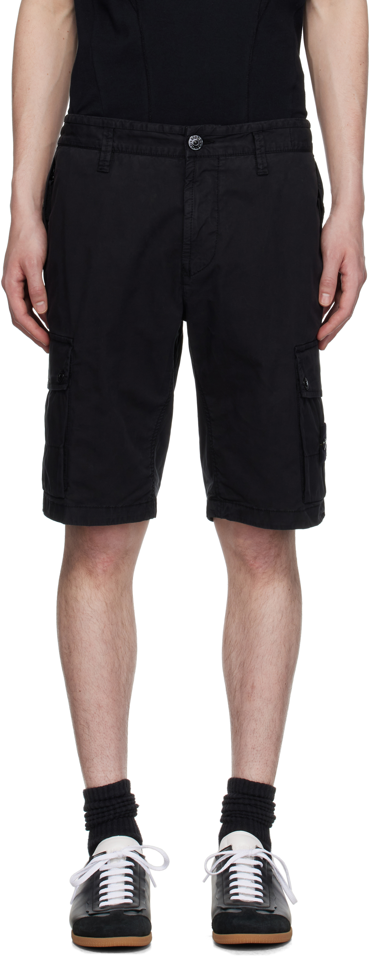 Black Supima Cotton Twill Stretch-TC Shorts