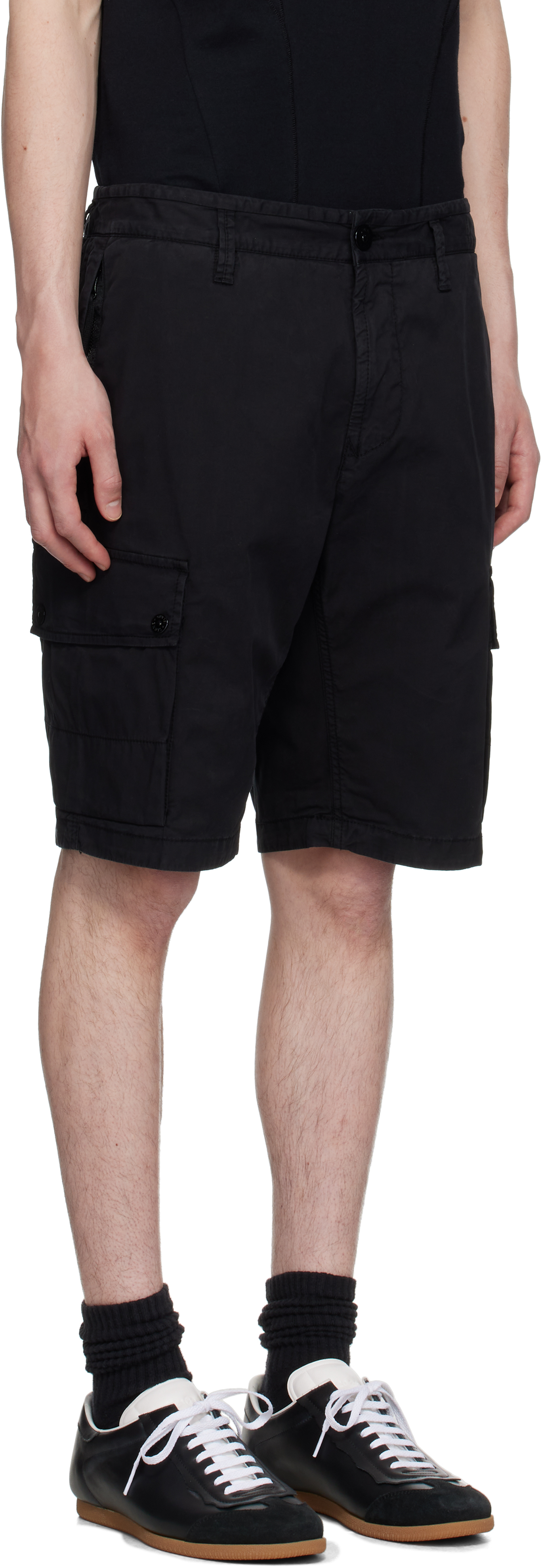 Stone Island Men Slim-fit Cargo Bermuda Shorts With Zip Pockets In V0029 Black