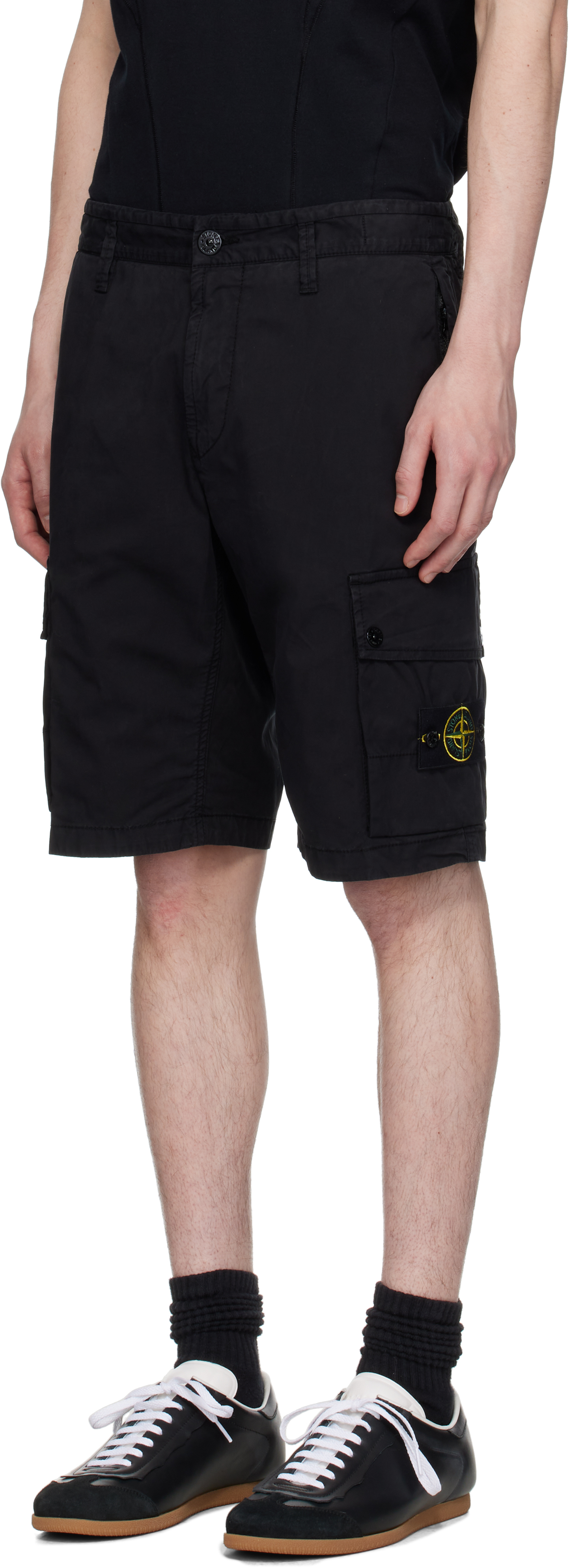 Stone Island Men Slim-fit Cargo Bermuda Shorts With Zip Pockets In V0029 Black