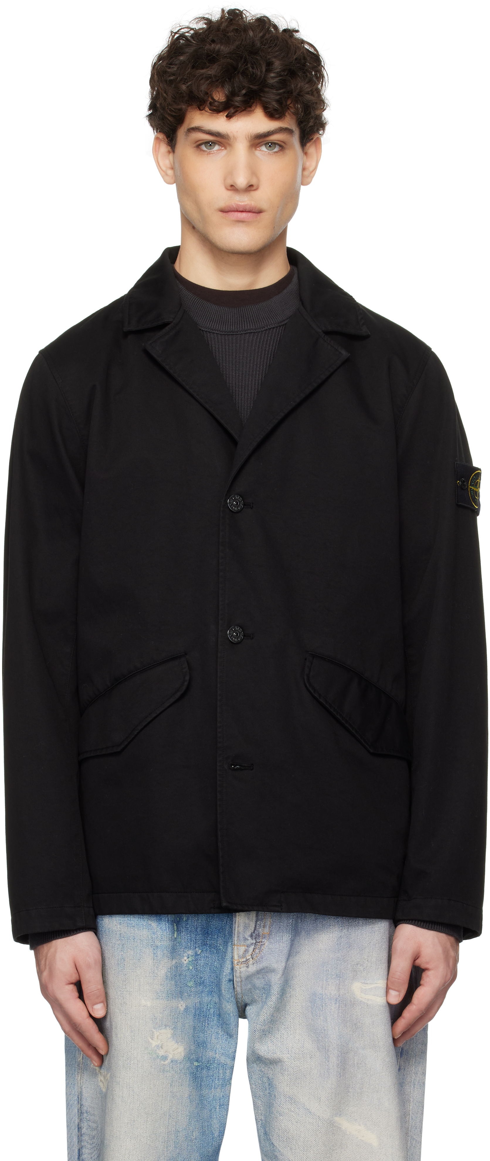 Black Organic Cotton Garment Dyed Blazer