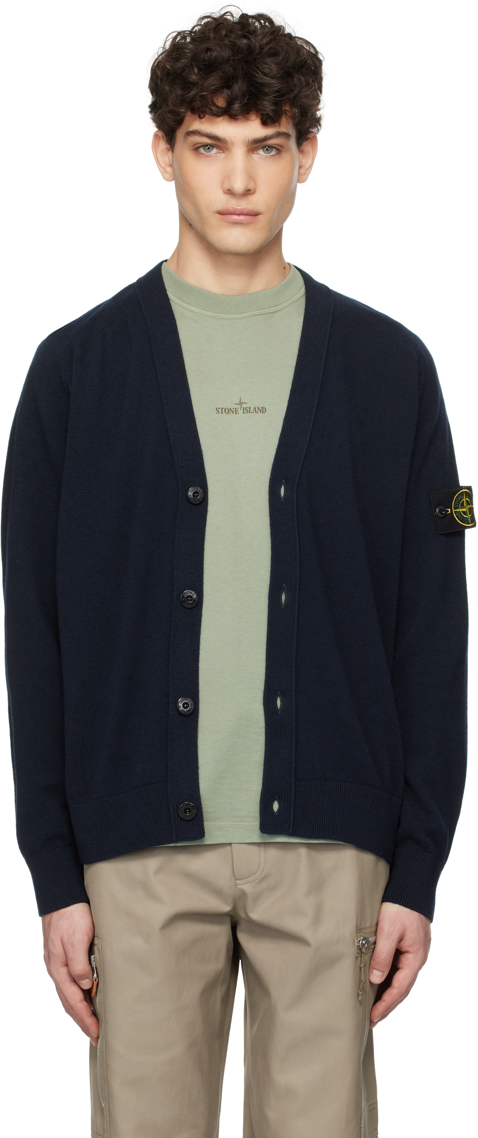 Navy Light RWS Geelong Wool Cardigan