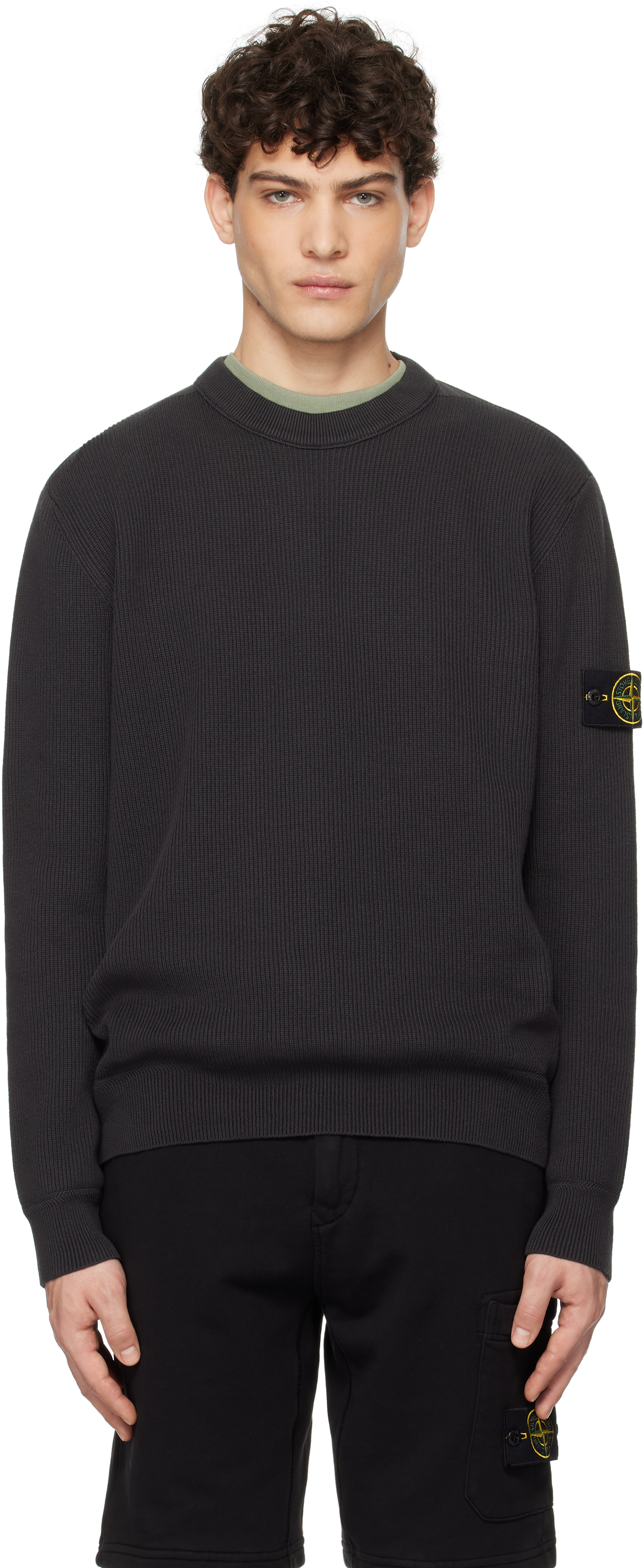 Gray Ribbed Soft Organic Cotton Crewneck Sweater