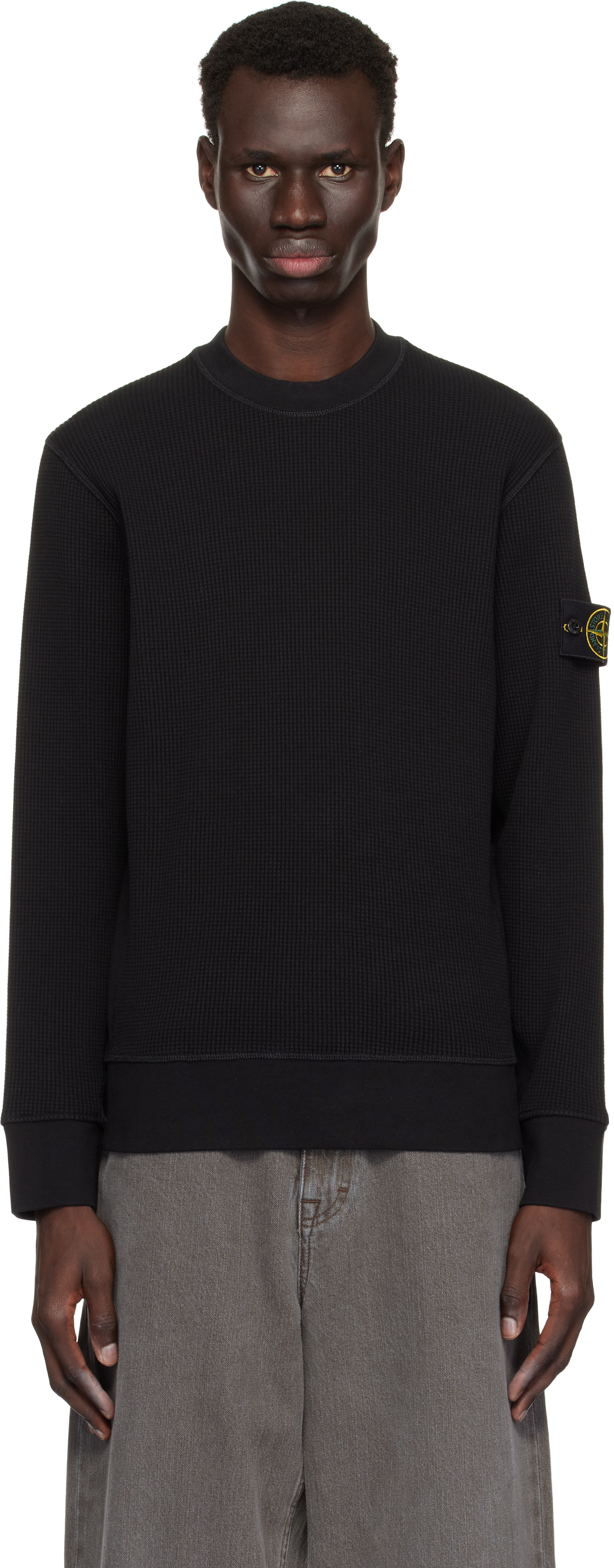 Black 6100008 Organic Cotton Waffle Fleece Sweatshirt