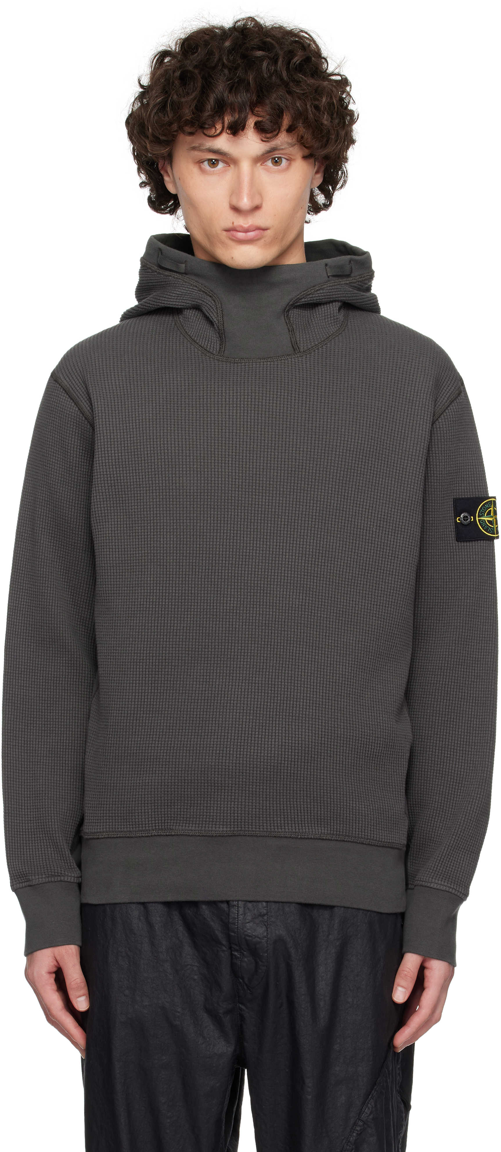 レビュー高評価商品 Stone Island: Gray Organic Cotton Waffle Fleece Hoodie | SSENSE トップス