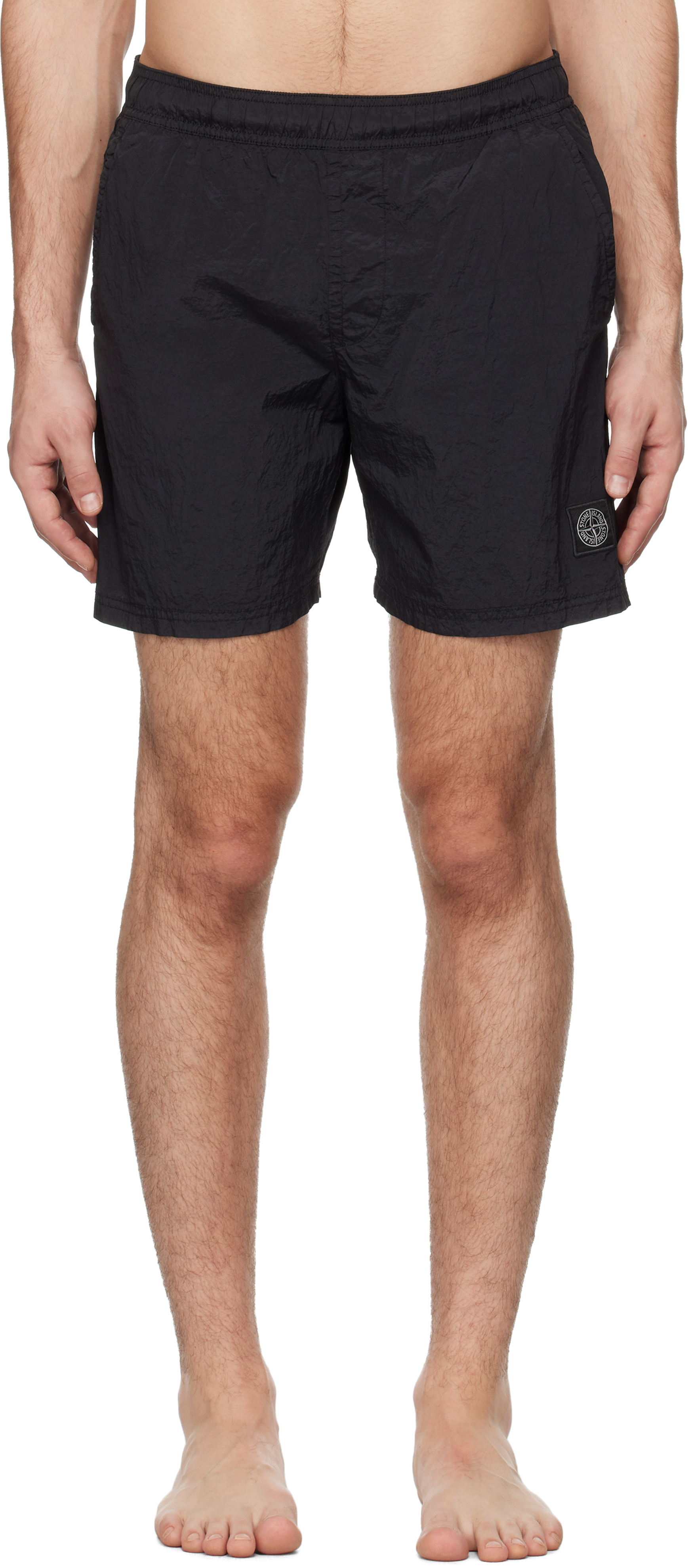 Black Crinkled Swim Shorts