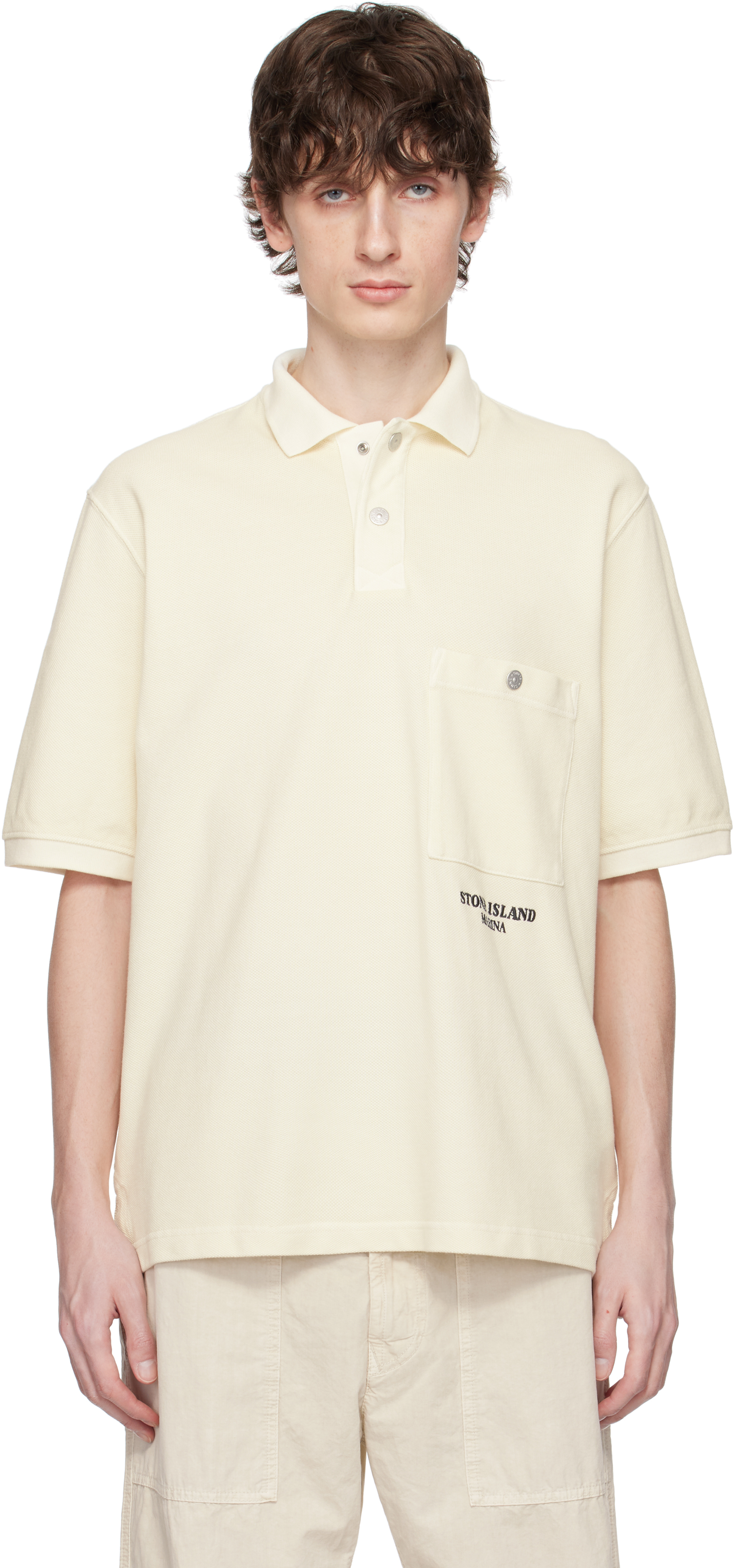 Off-White Organic Cotton Macro Piqué Polo