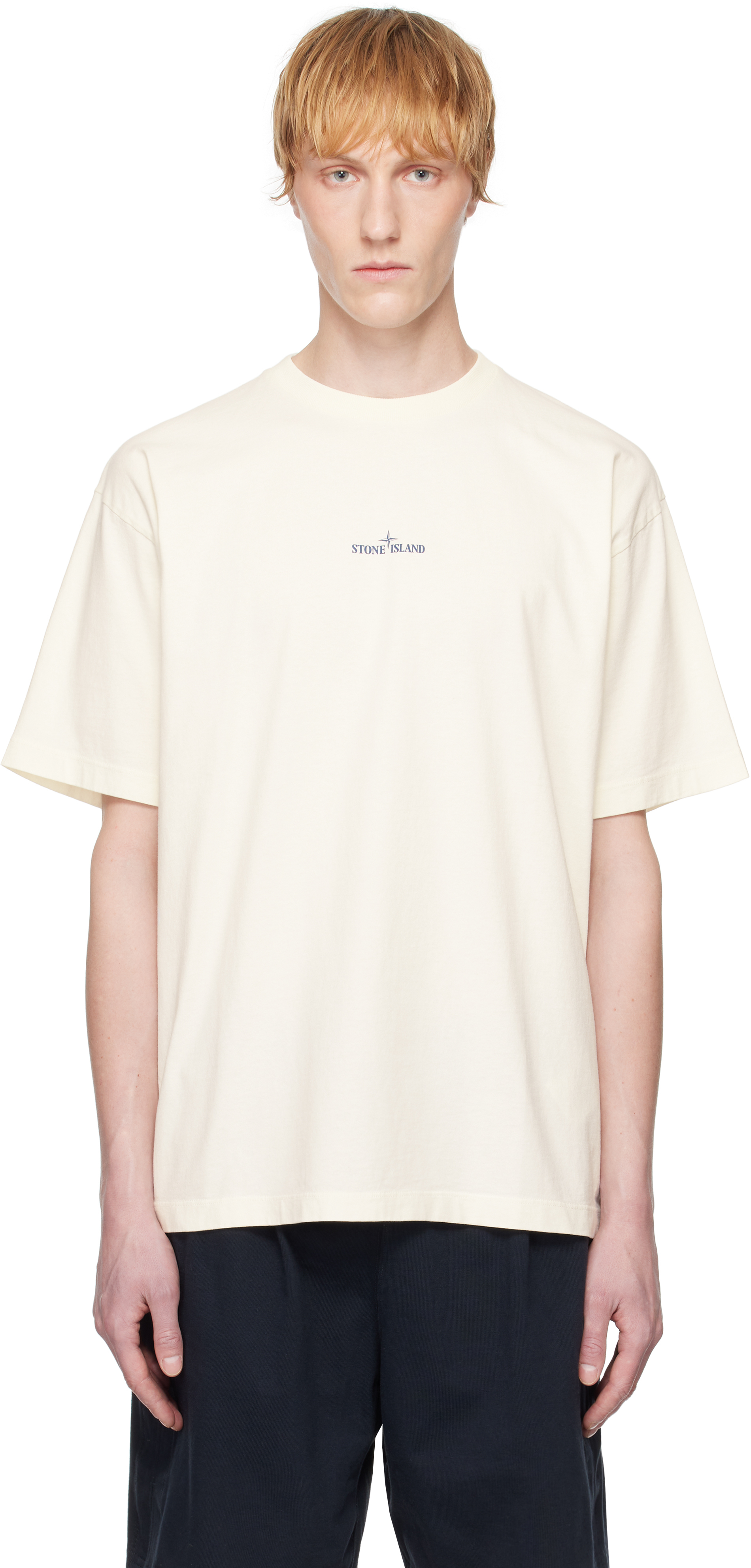【Stone 】オフホワイト Compass 迷彩 Tシャツ Stone Island: オフホワイト Compass 迷彩 Tシャツ | SSENSE 日本