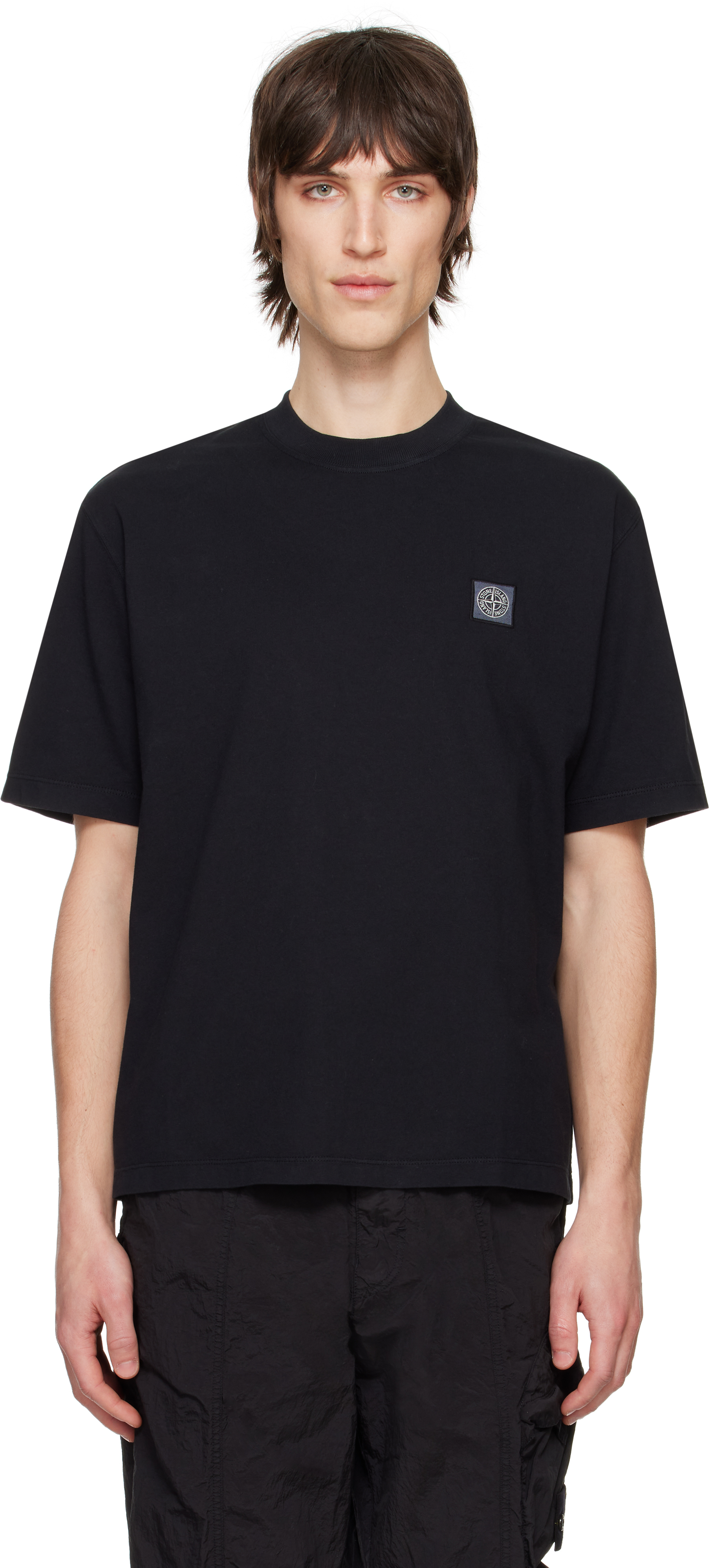 STONE | (2100023 Combed Organic Cotton Jersey_Sto Black Combed Organic Cotton Jersey T-shirt by Stone Island