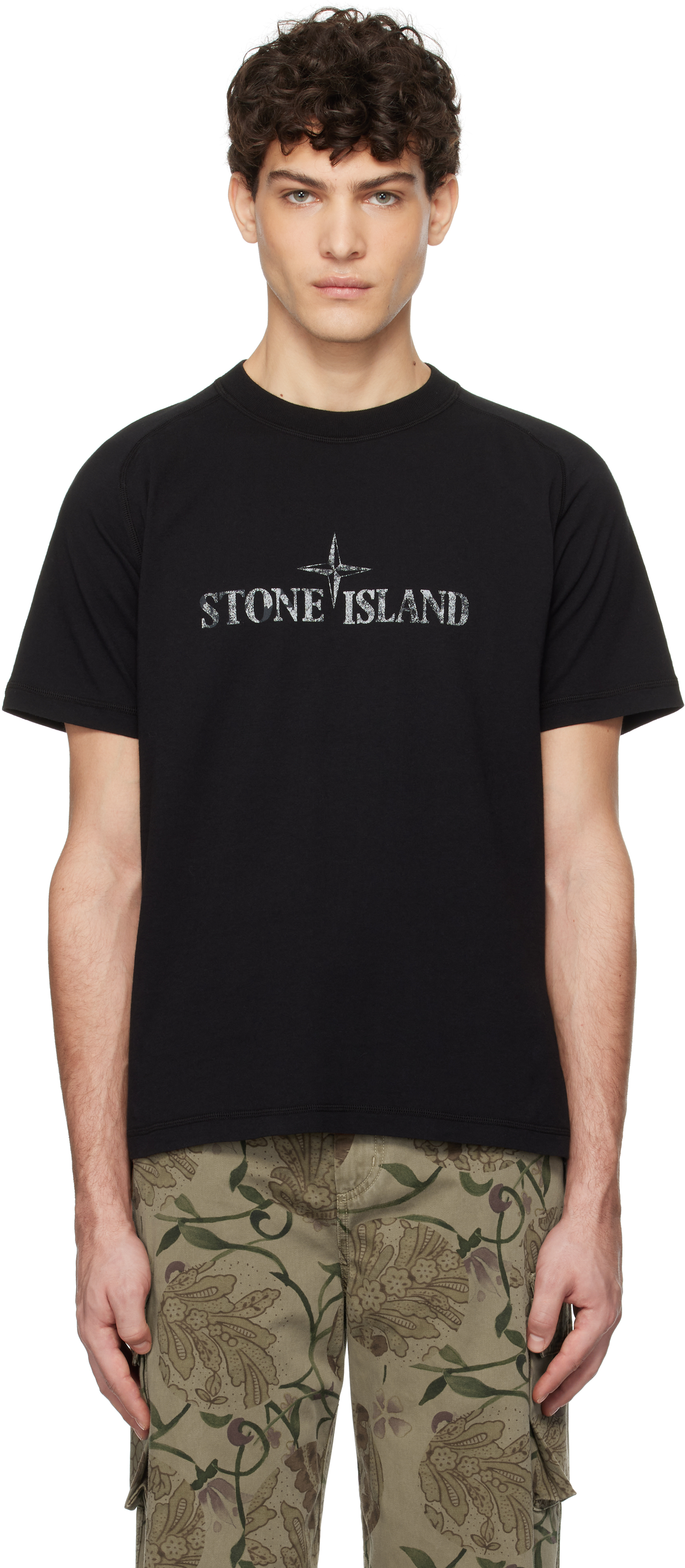 Tシャツ・カットソー Stone  Organic Cotton Jersey Slim Fit T-Shirt Black Black Organic Cotton Jersey T-shirt by Stone Island on Sale