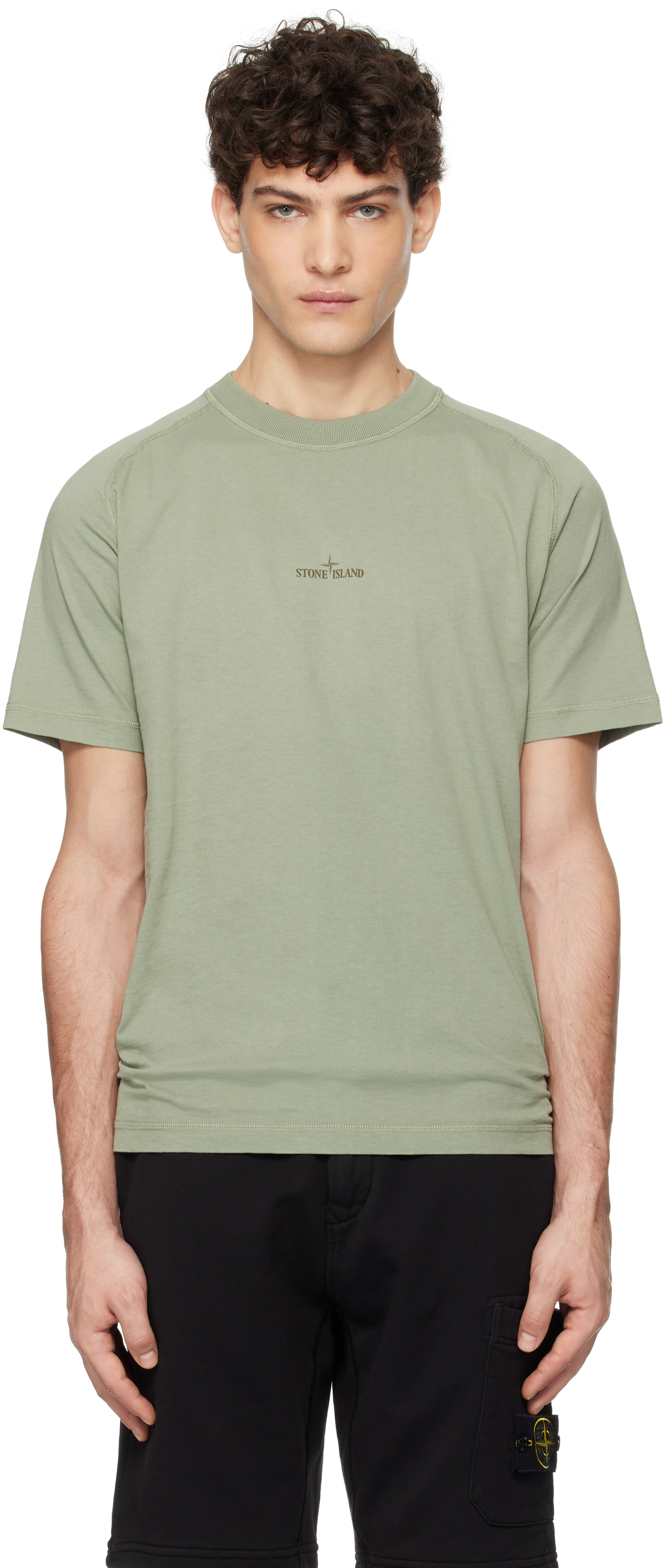 Stone Island: グリーン オーガニックコットン ジャージ Tシャツ  