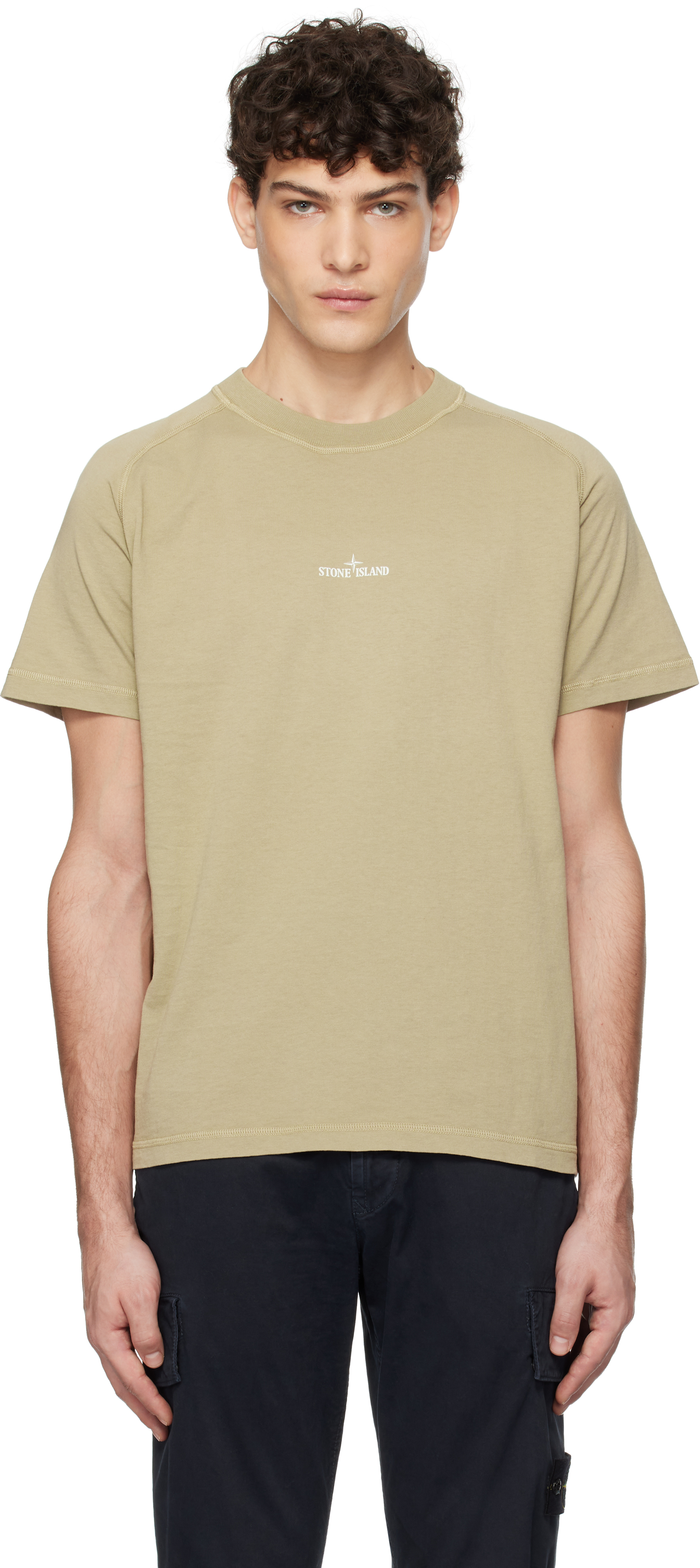 Stone  ブラウン オーガニックコットン ジャージ Tシャツ Stone Island: ブラウン オーガニックコットン ジャージ Tシャツ
