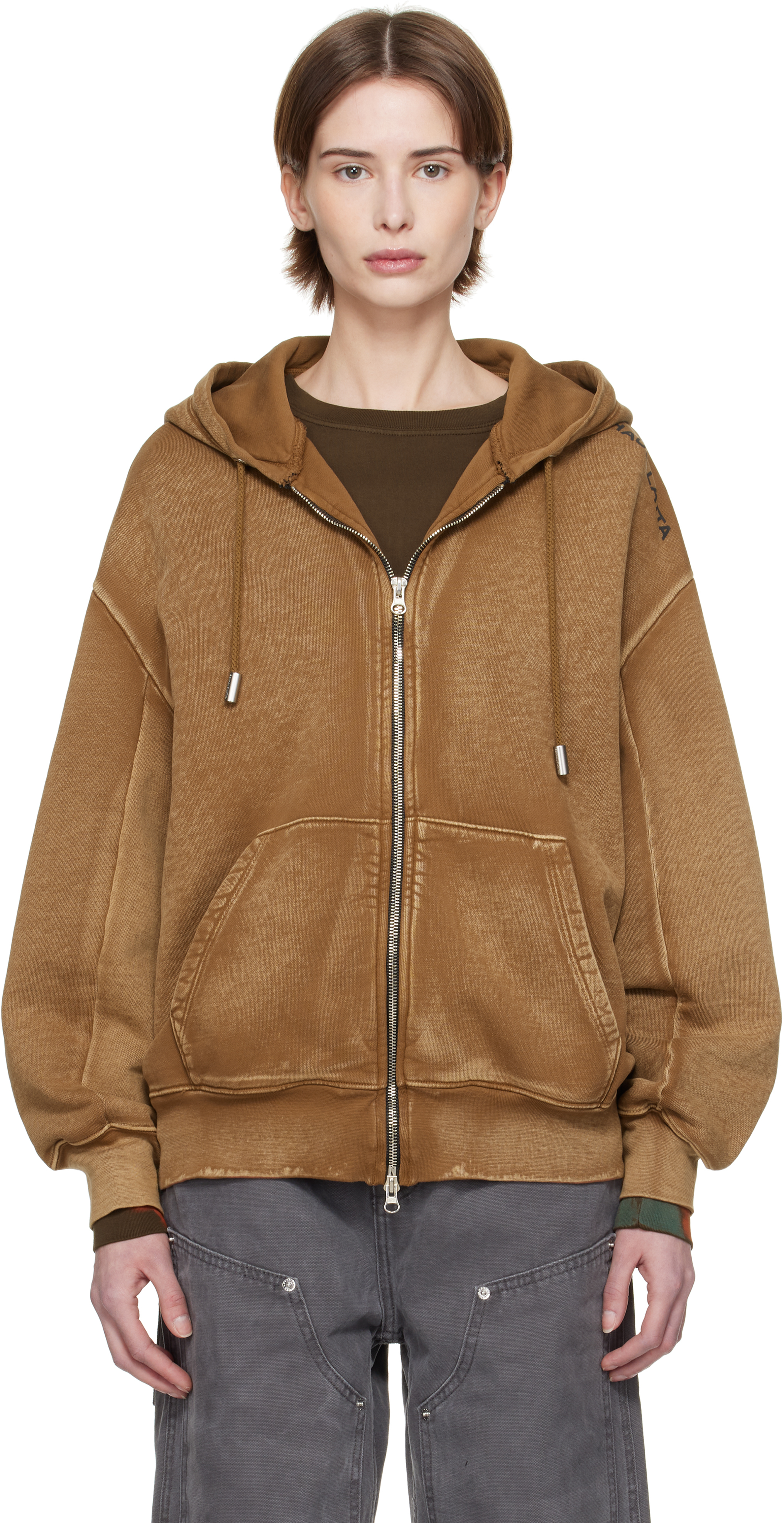 Tan Zip Hoodie