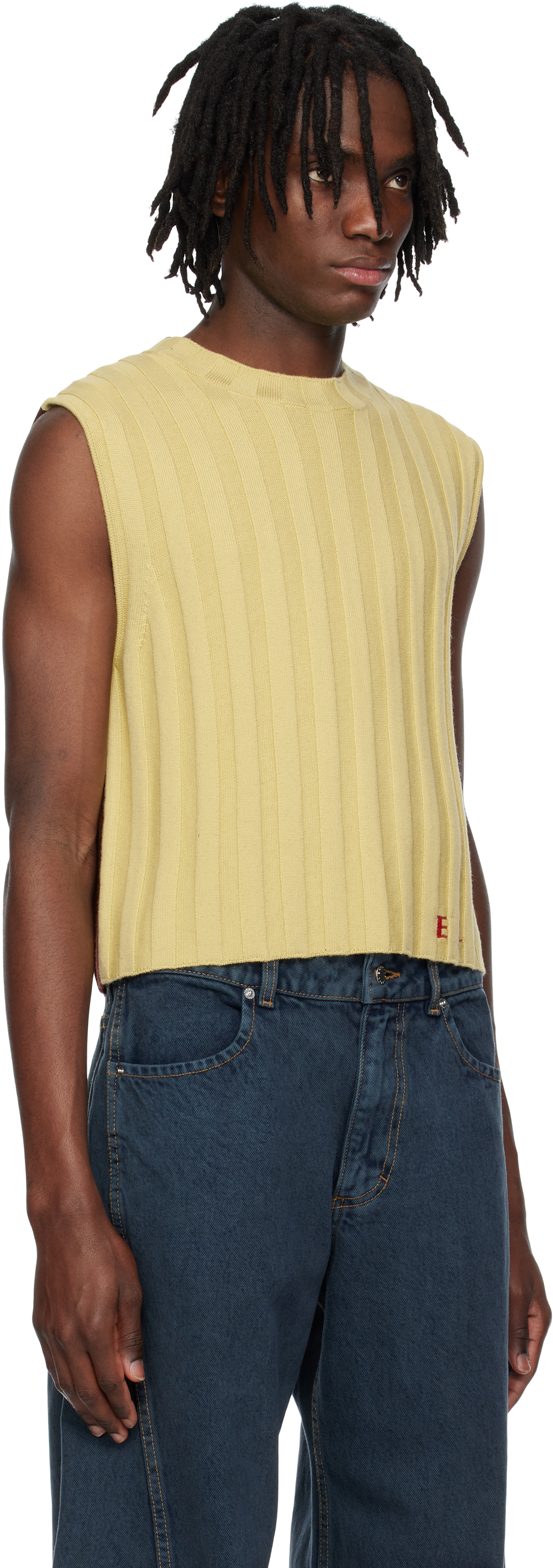 Eckhaus Latta Yellow & Burgundy Keyboard Vest In Domino