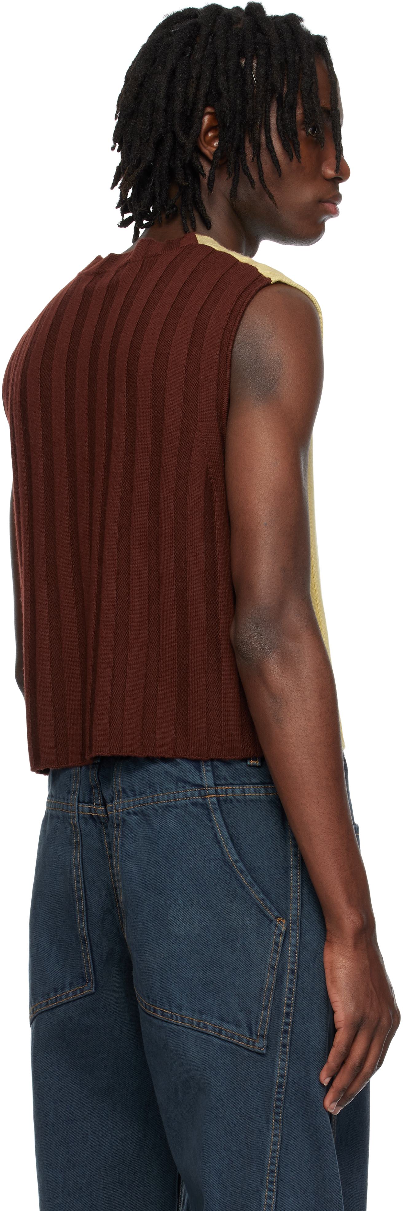 Eckhaus Latta Yellow & Burgundy Keyboard Vest In Domino
