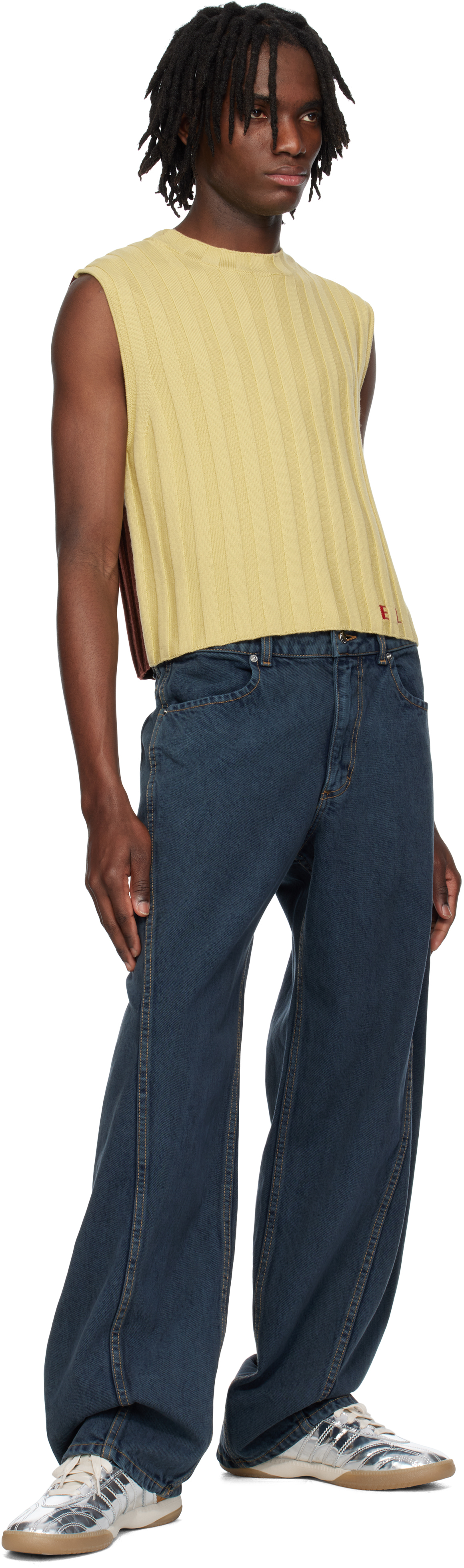 Eckhaus Latta Yellow & Burgundy Keyboard Vest In Domino