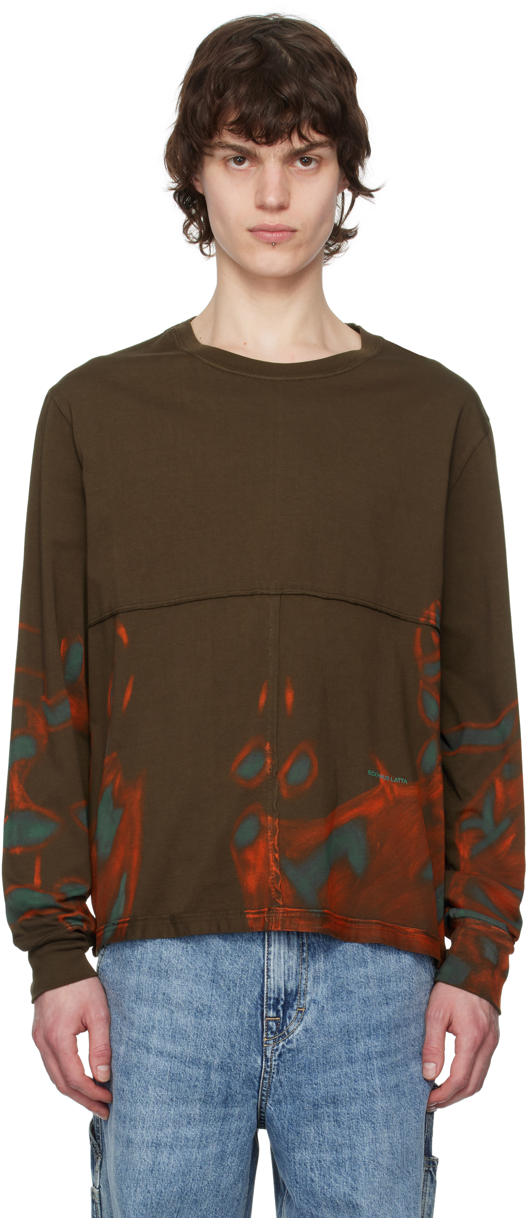 Brown Lapped Long Sleeve T-shirt